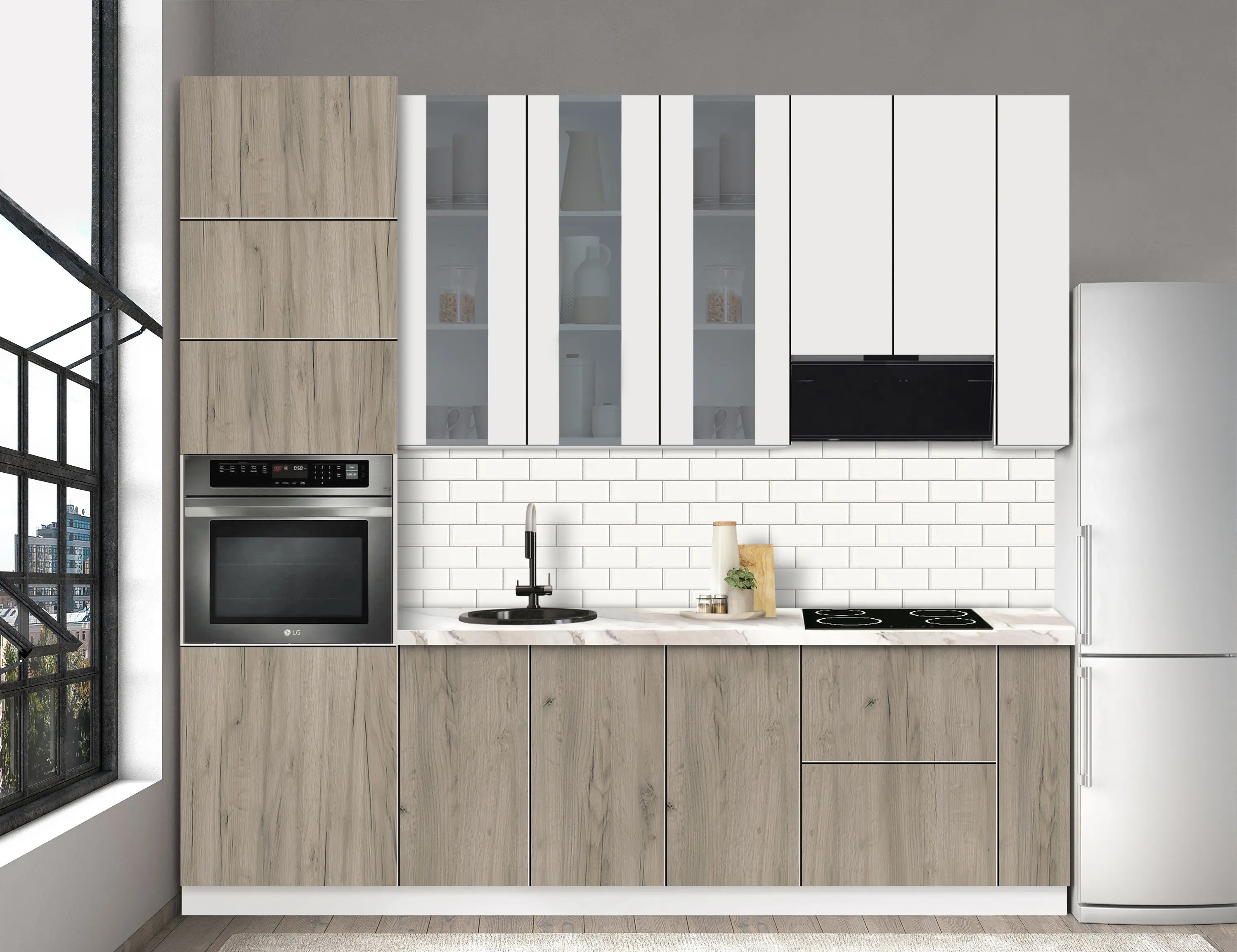 Bucatarie modulara Modern Dolce Vita Vitrina 3 H110 2.6m - 7