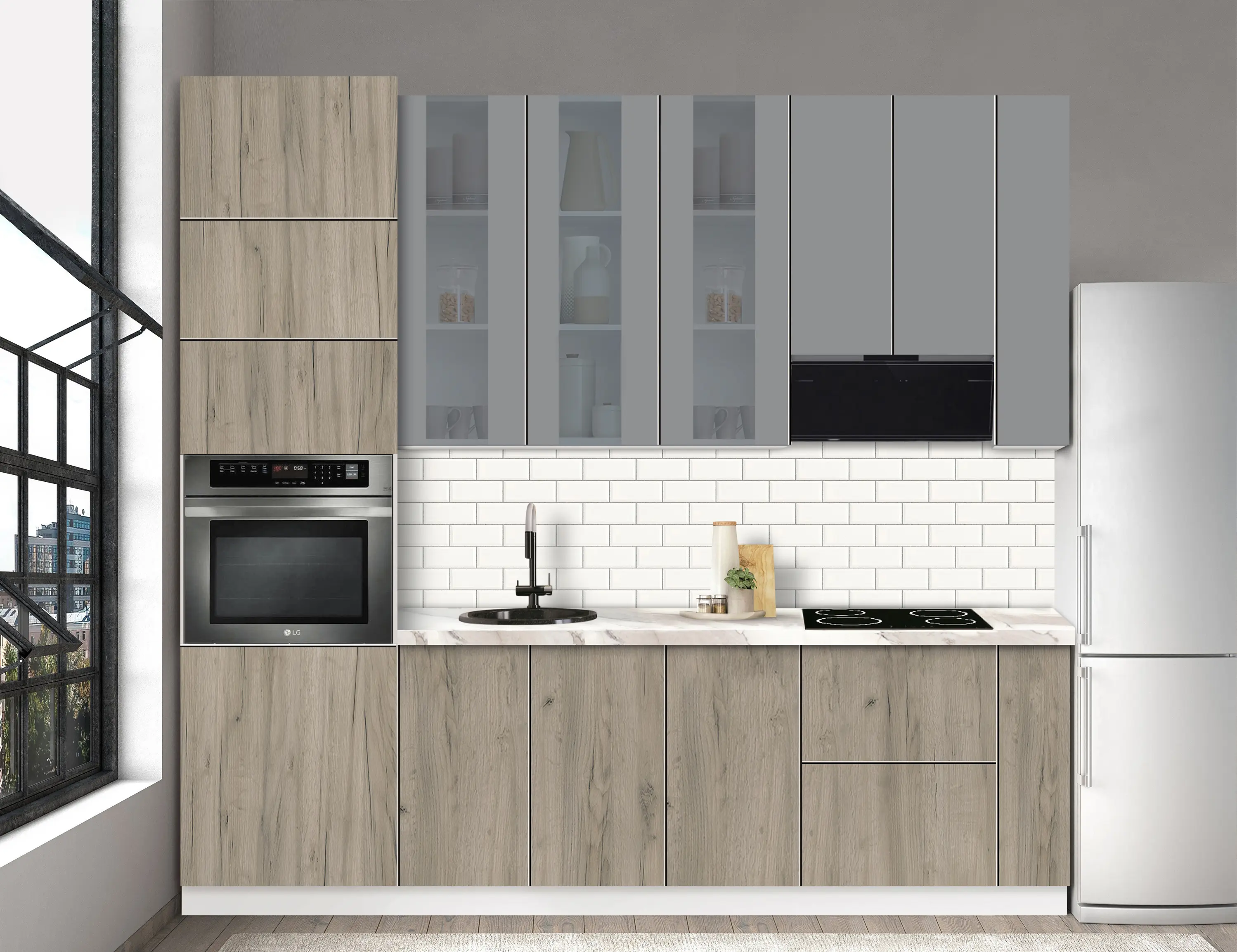 Bucatarie modulara Modern Dolce Vita Vitrina 3 H110 2.6m - 8