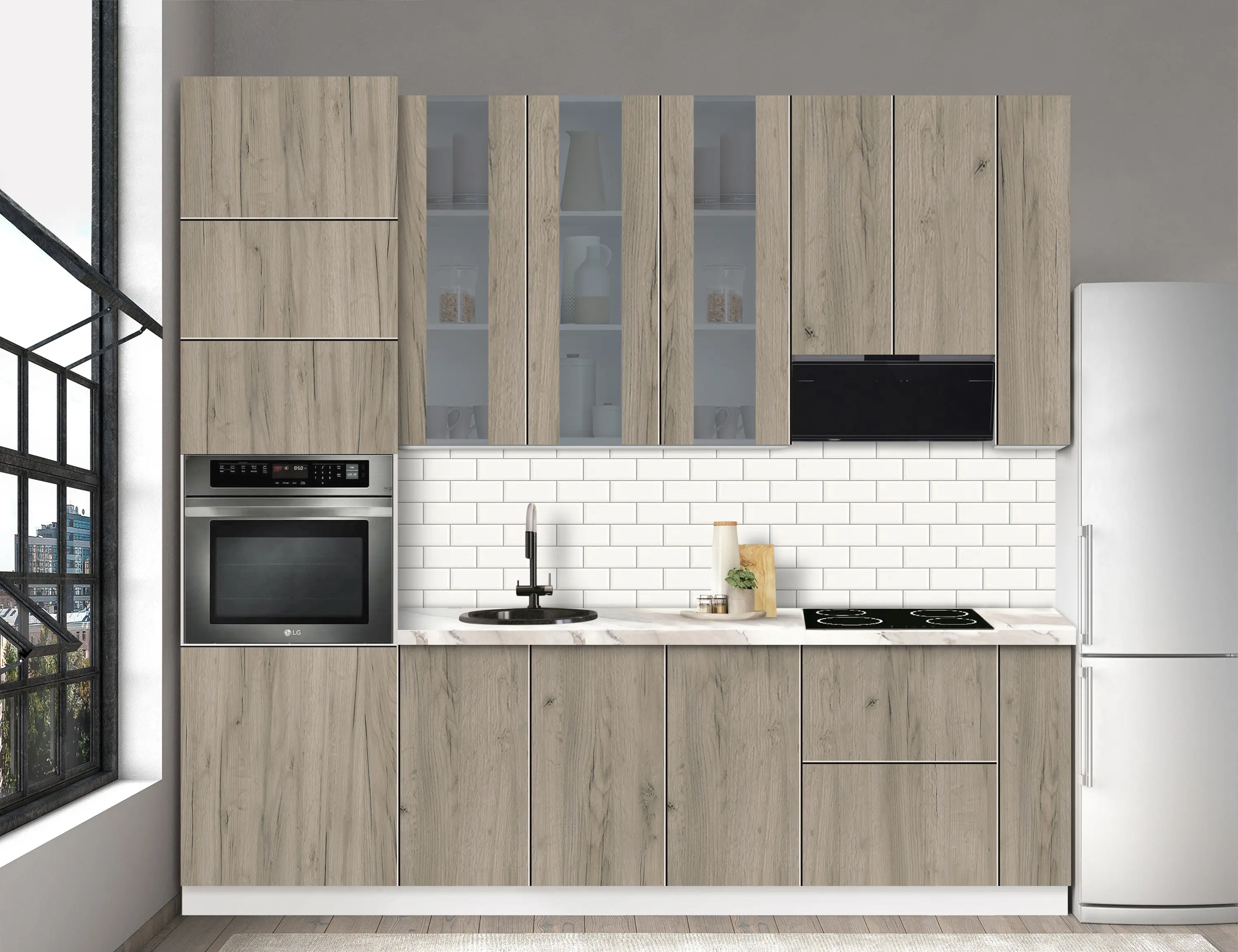 Bucatarie modulara Modern Dolce Vita Vitrina 3 H110 2.6m - 10