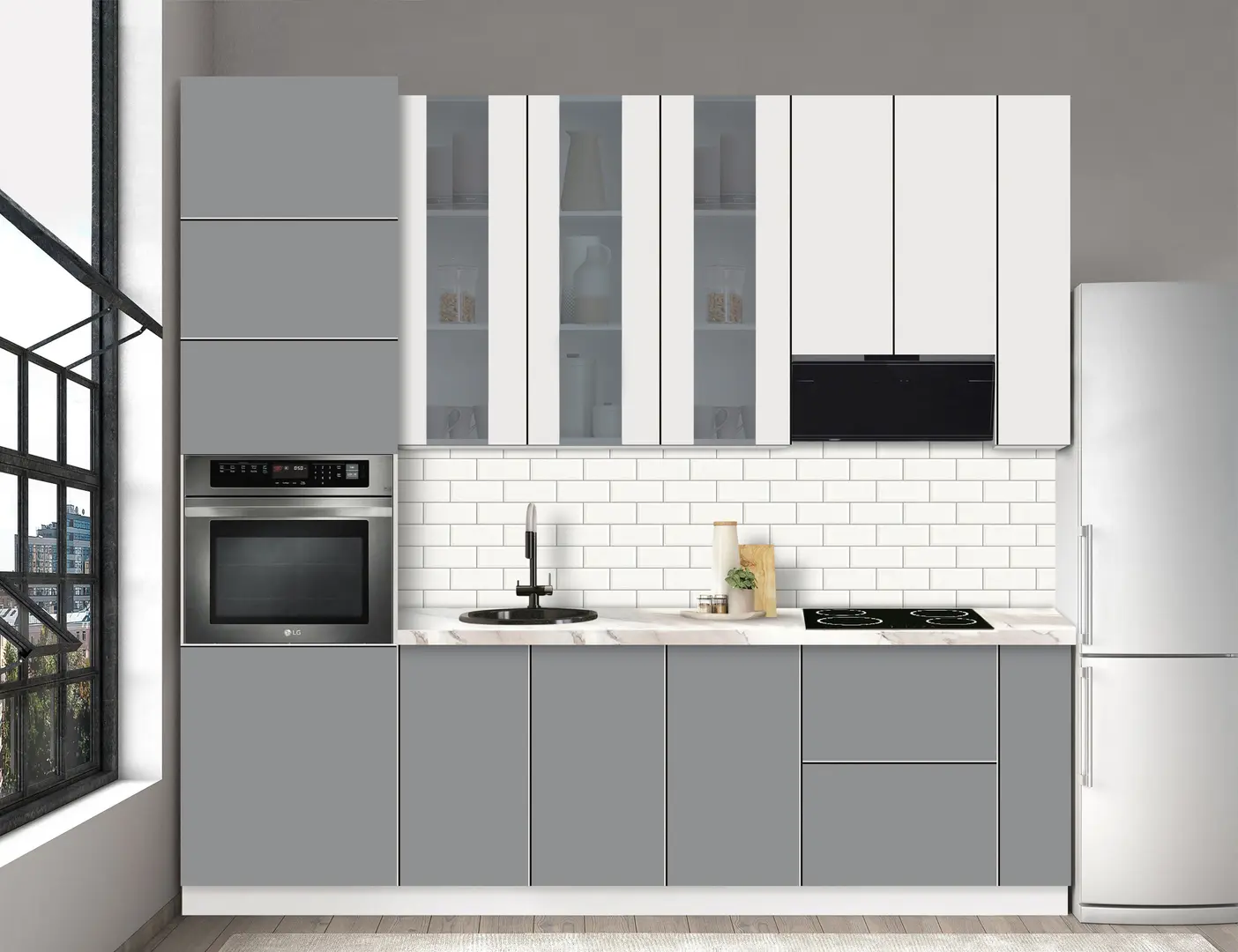 Bucatarie modulara Modern Dolce Vita Vitrina 3 H110 2.6m