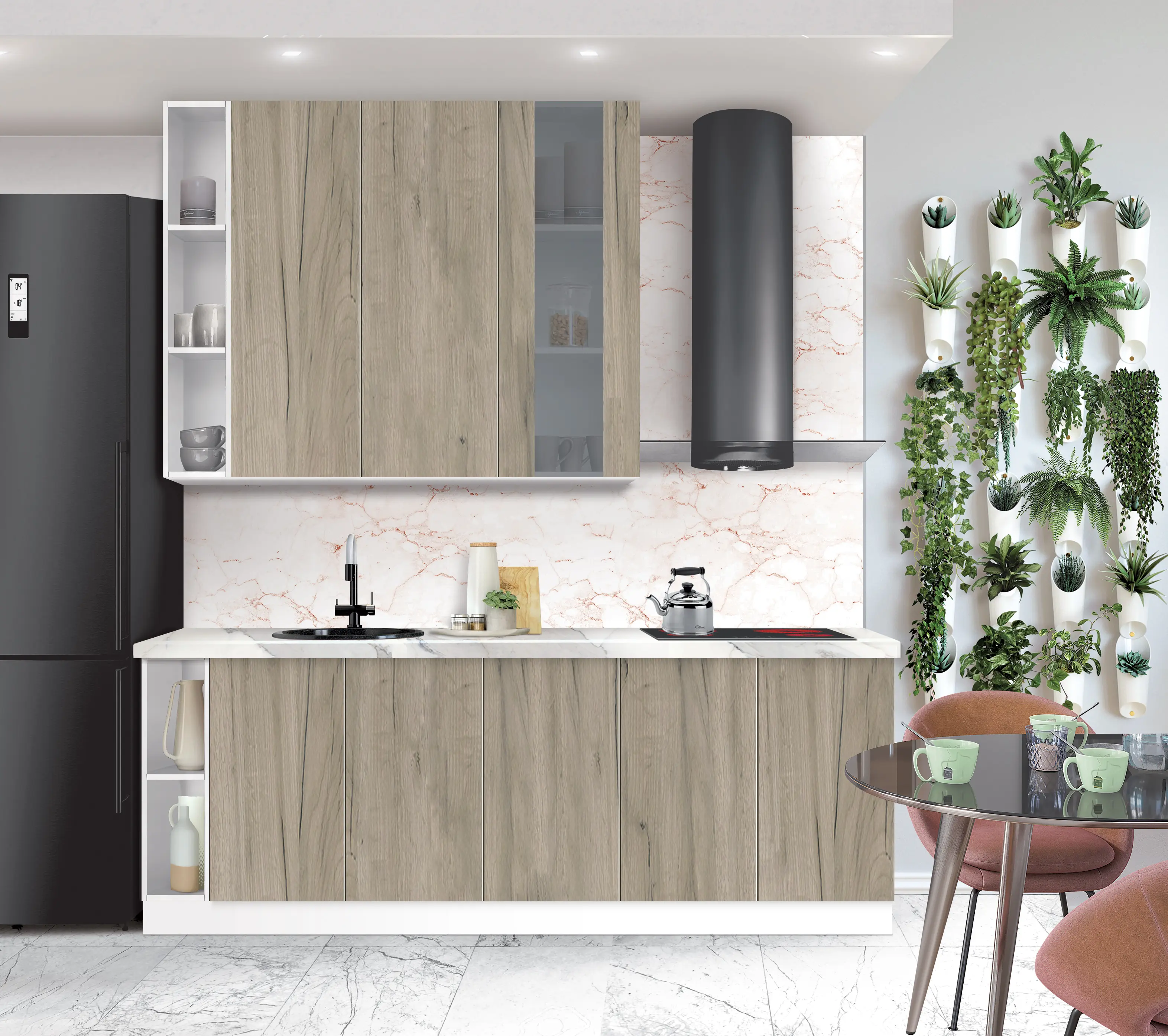 Bucatarie modulara Modern Dolce Vita Vitrina 3 H110 sus 1.4m/jos 2.2m - 11