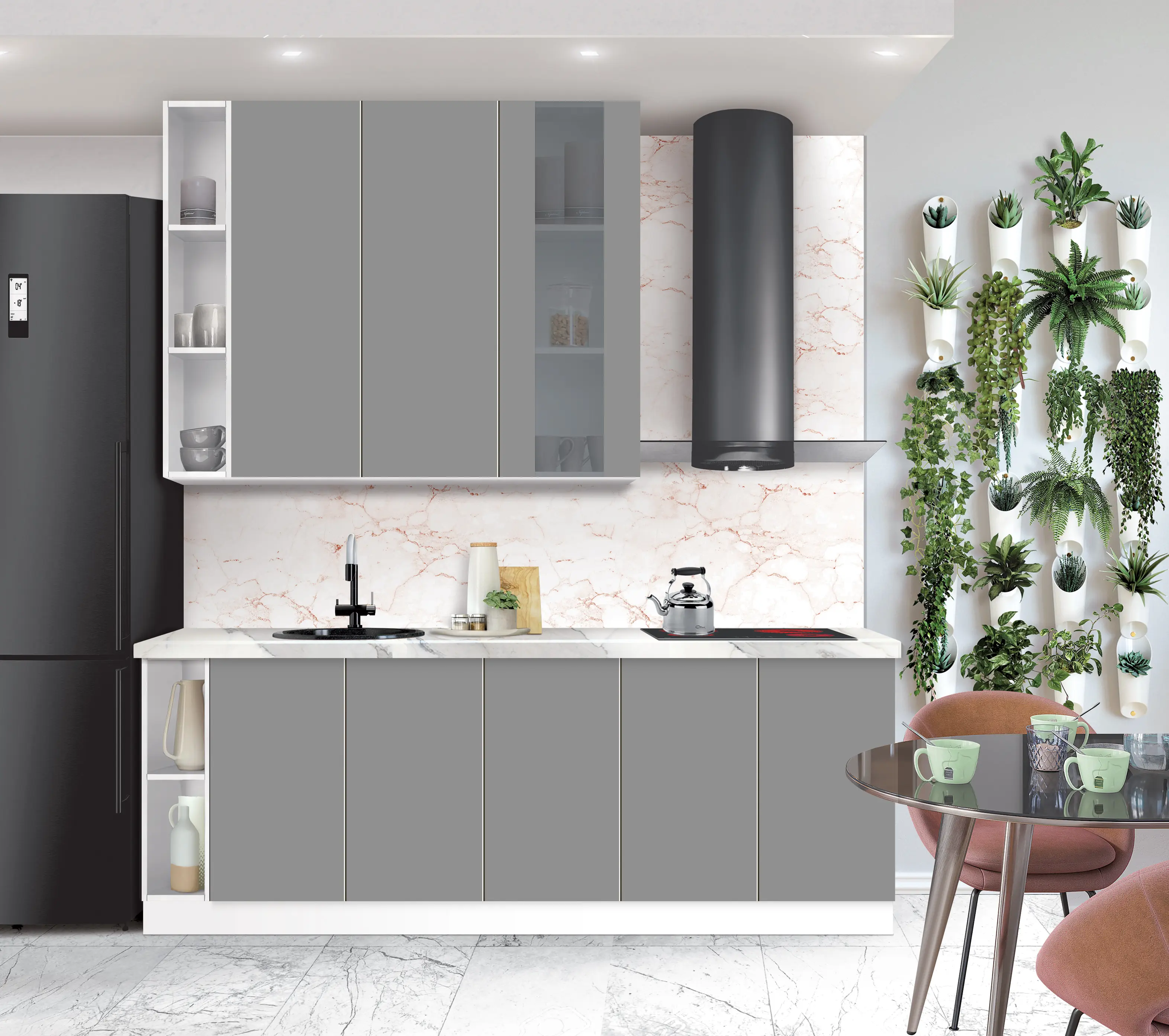 Bucatarie modulara Modern Dolce Vita Vitrina 3 H110 sus 1.4m/jos 2.2m - 6