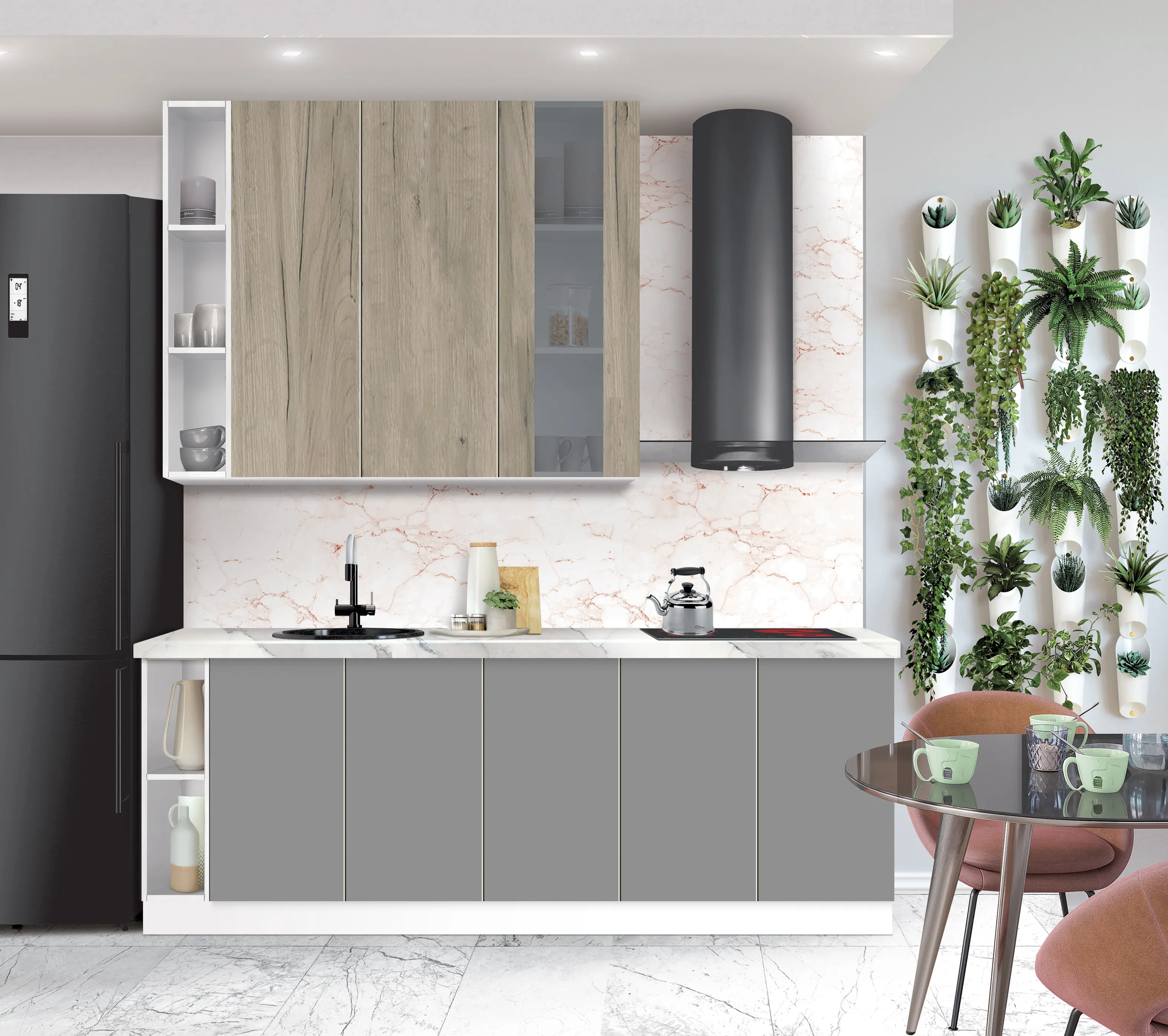 Bucatarie modulara Modern Dolce Vita Vitrina 3 H110 sus 1.4m/jos 2.2m - 7