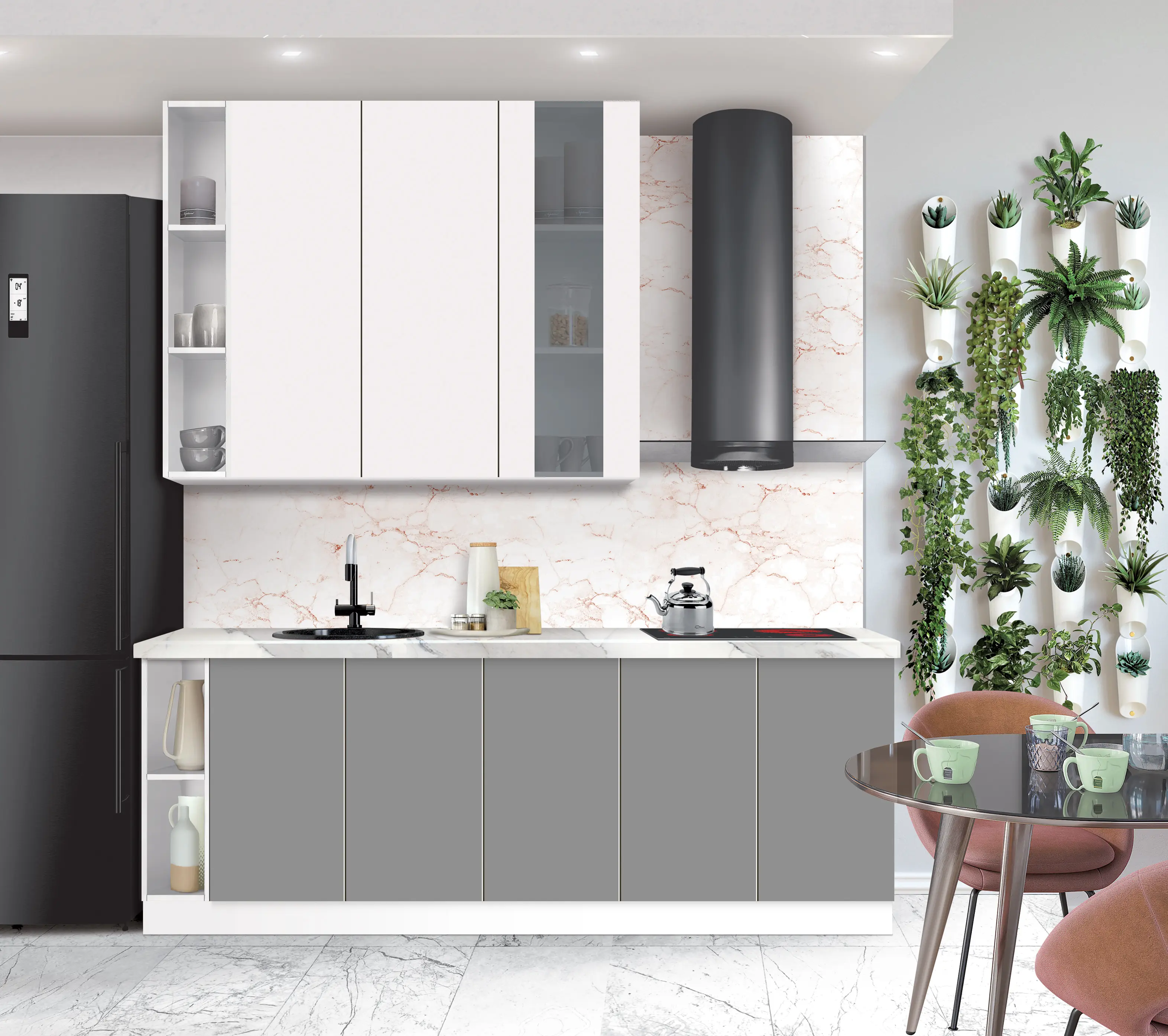 Bucatarie modulara Modern Dolce Vita Vitrina 3 H110 sus 1.4m/jos 2.2m - 9