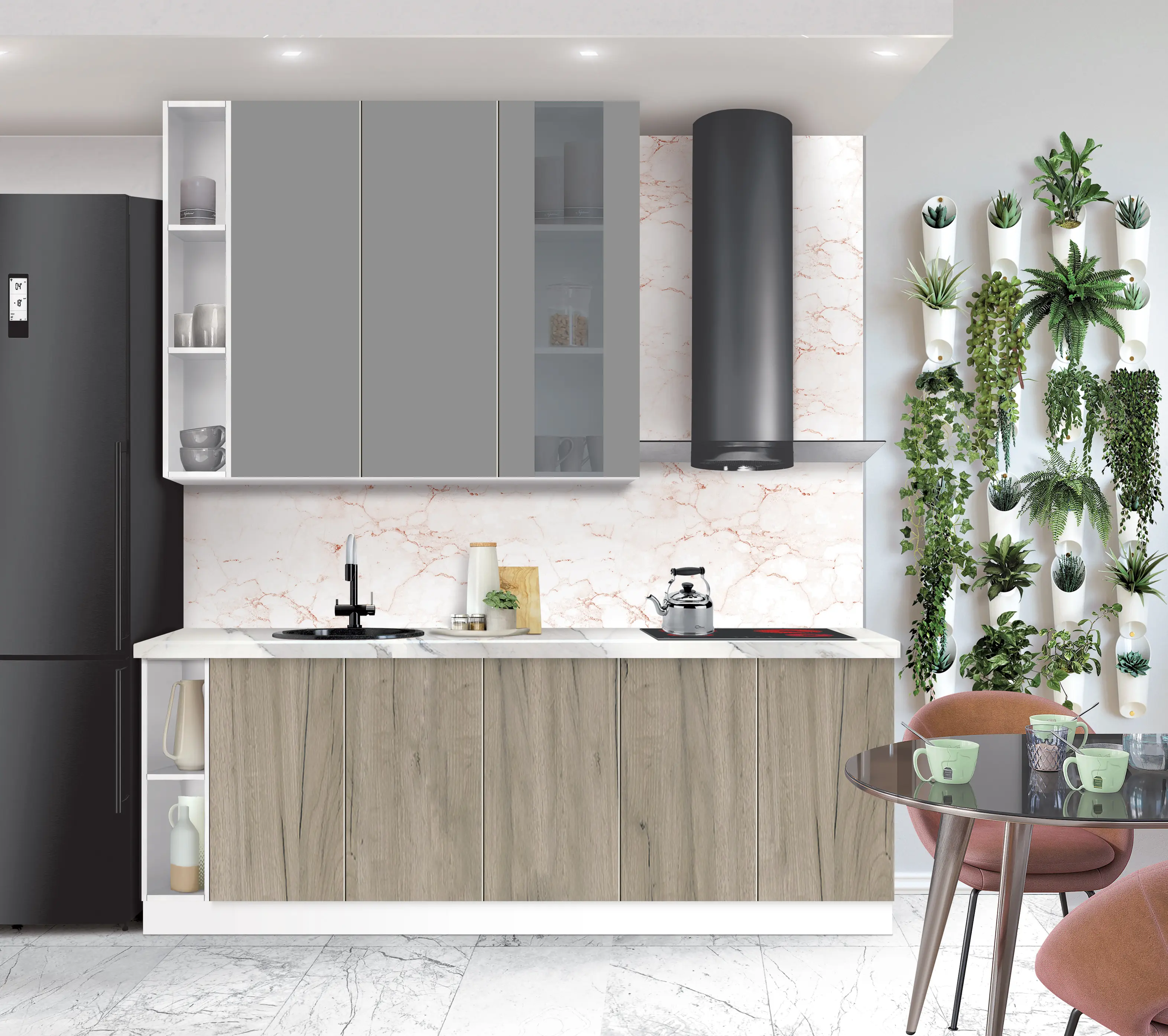 Bucatarie modulara Modern Dolce Vita Vitrina 3 H110 sus 1.4m/jos 2.2m - 10