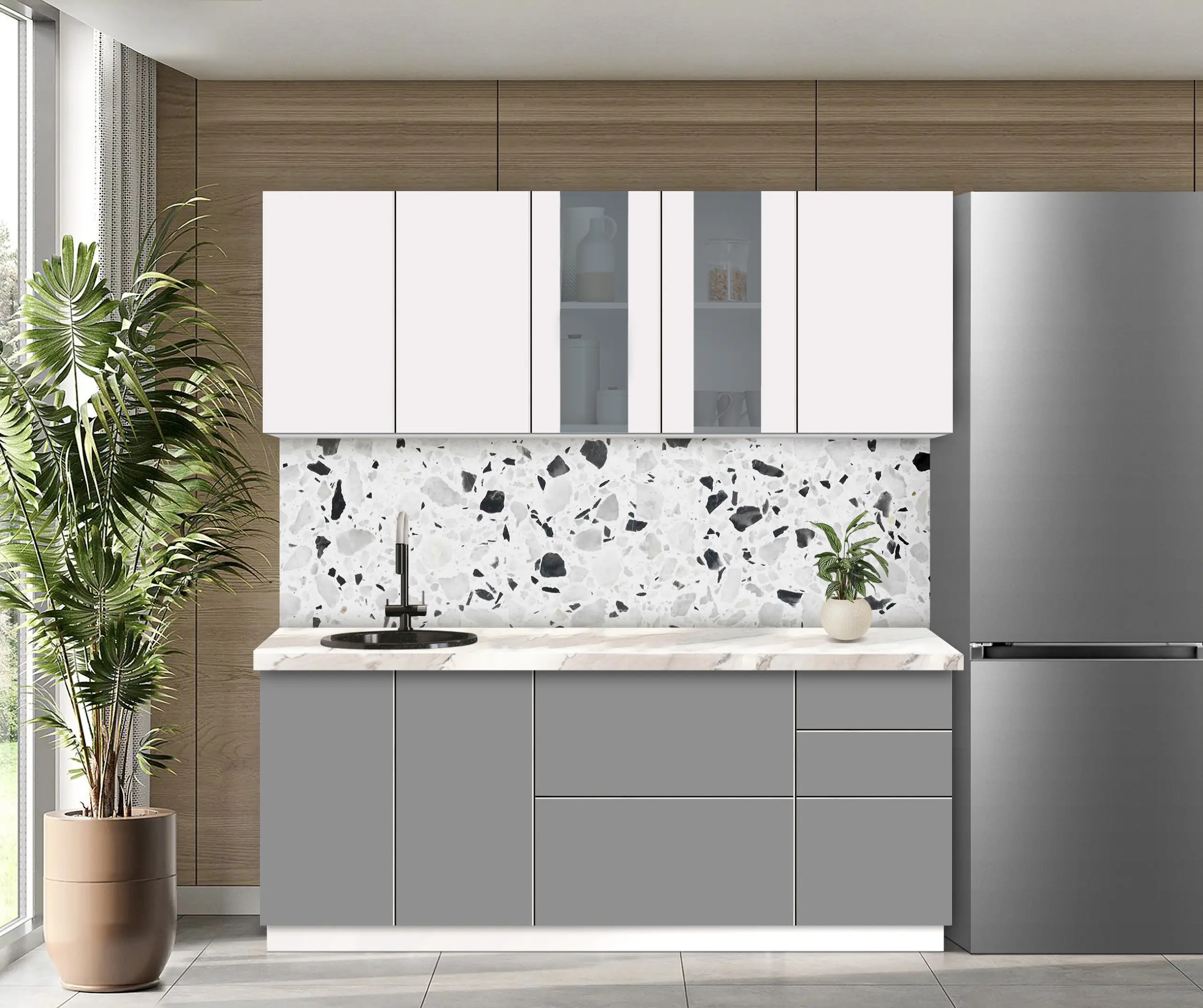 Модульная кухня Modern Dolce Vita Витрина 3 H68 2.0m - 9