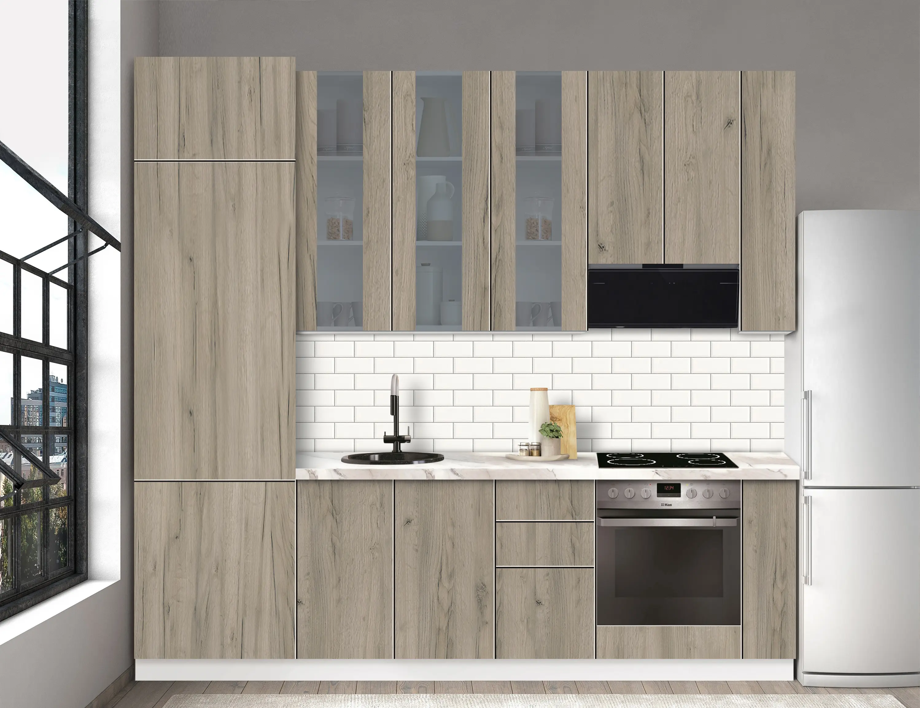 Bucatarie modulara Modern Dolce Vita Vitrina 4 H110 2.6m - 11