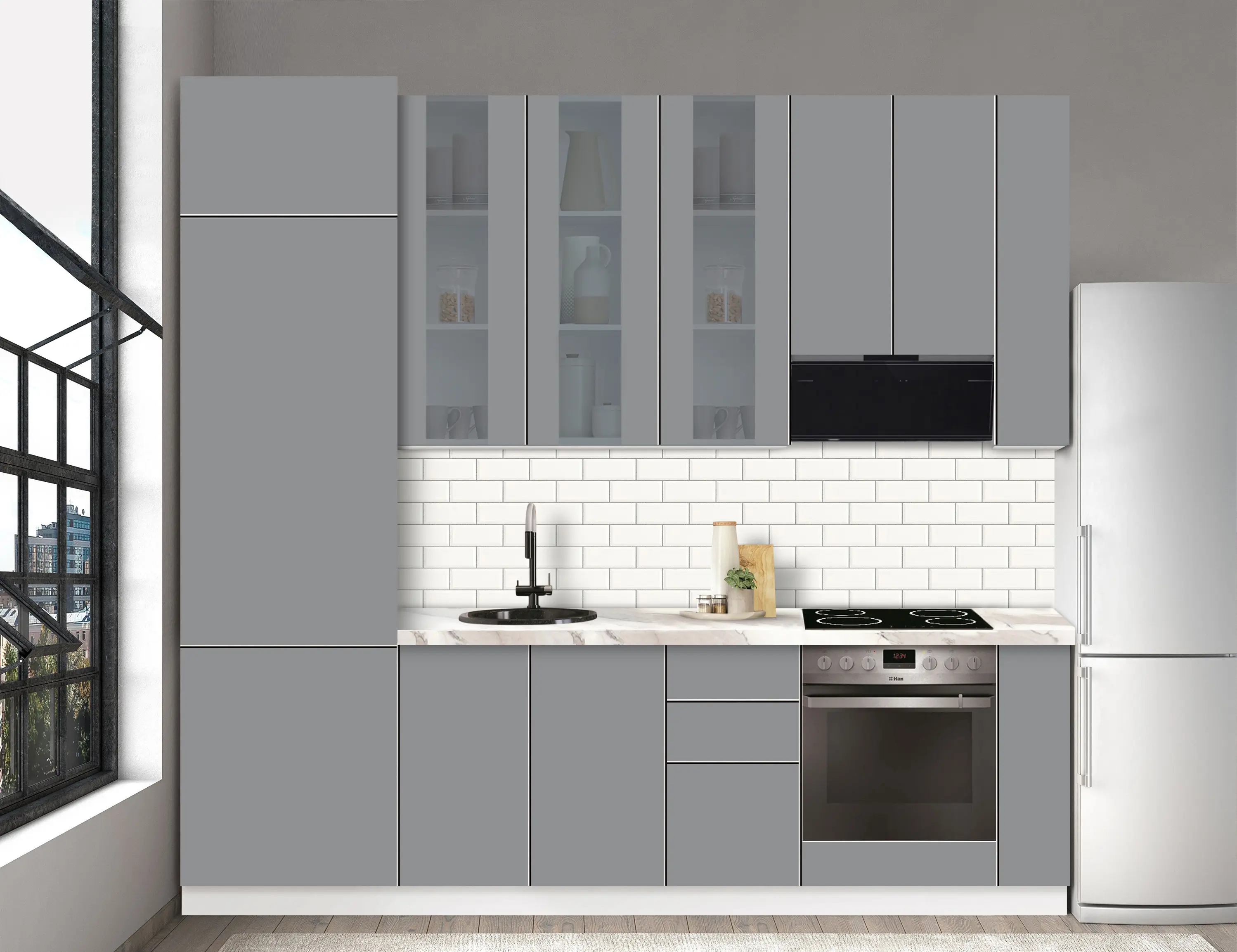 Bucatarie modulara Modern Dolce Vita Vitrina 4 H110 2.6m - 6