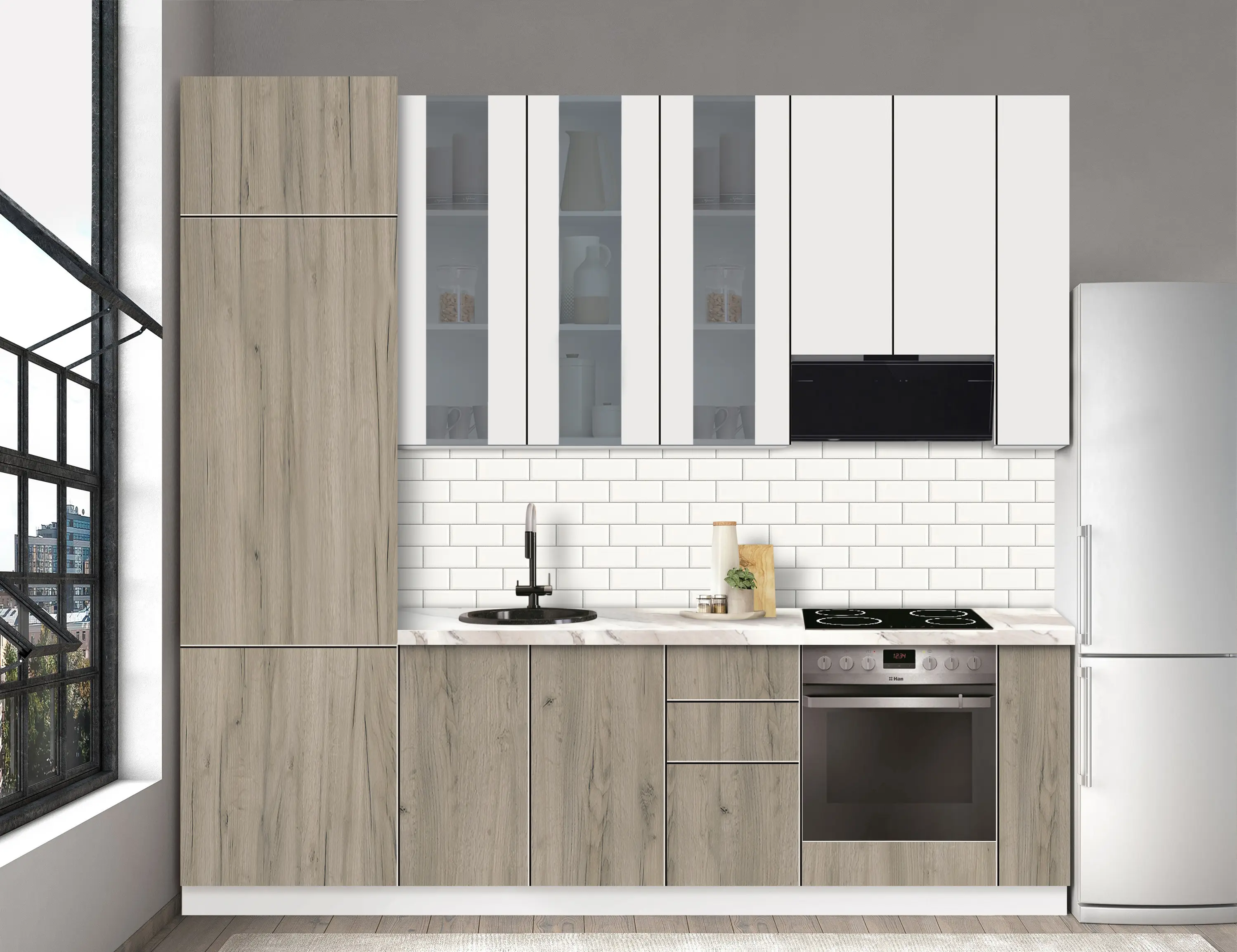 Bucatarie modulara Modern Dolce Vita Vitrina 4 H110 2.6m - 7