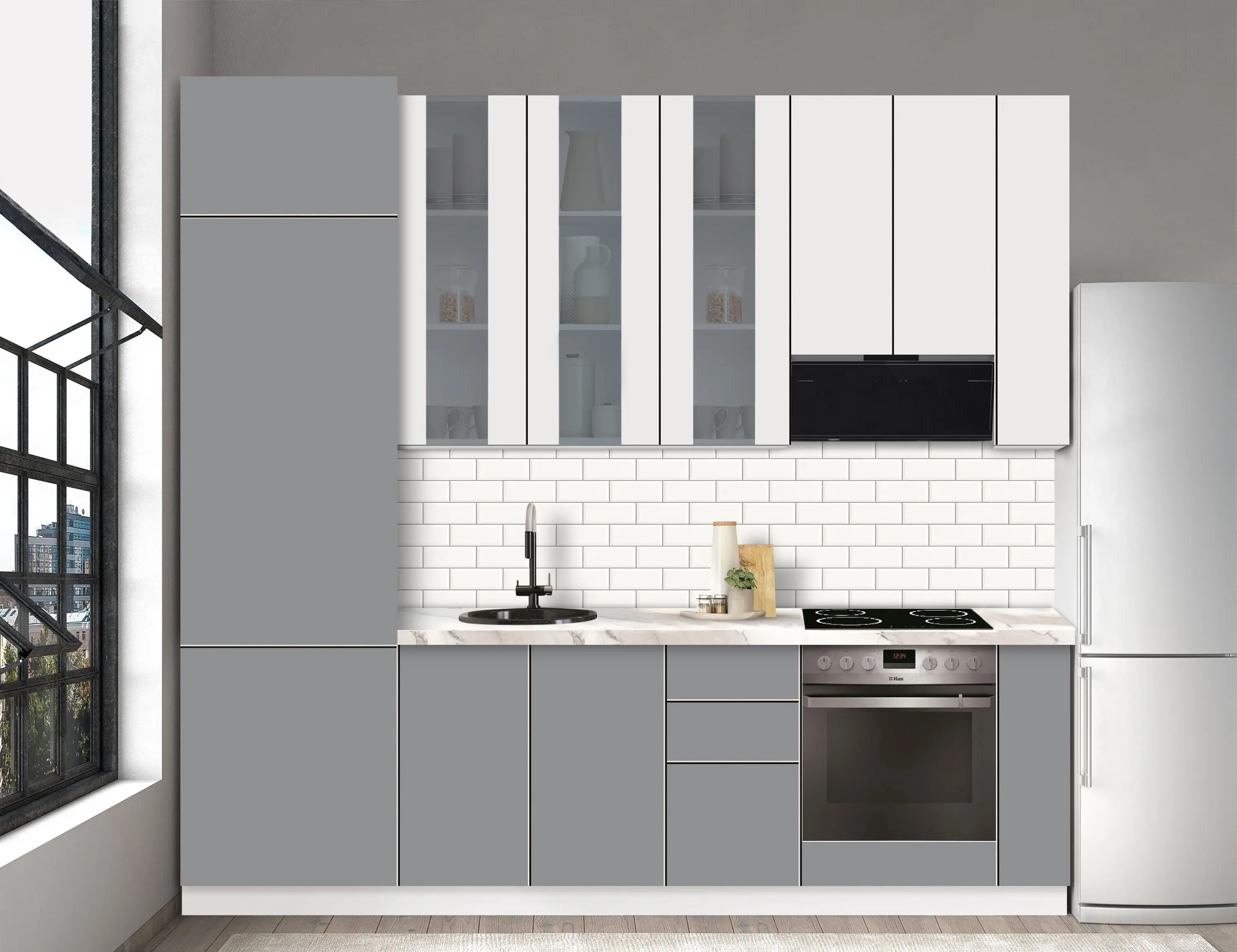 Bucatarie modulara Modern Dolce Vita Vitrina 4 H110 2.6m - 8