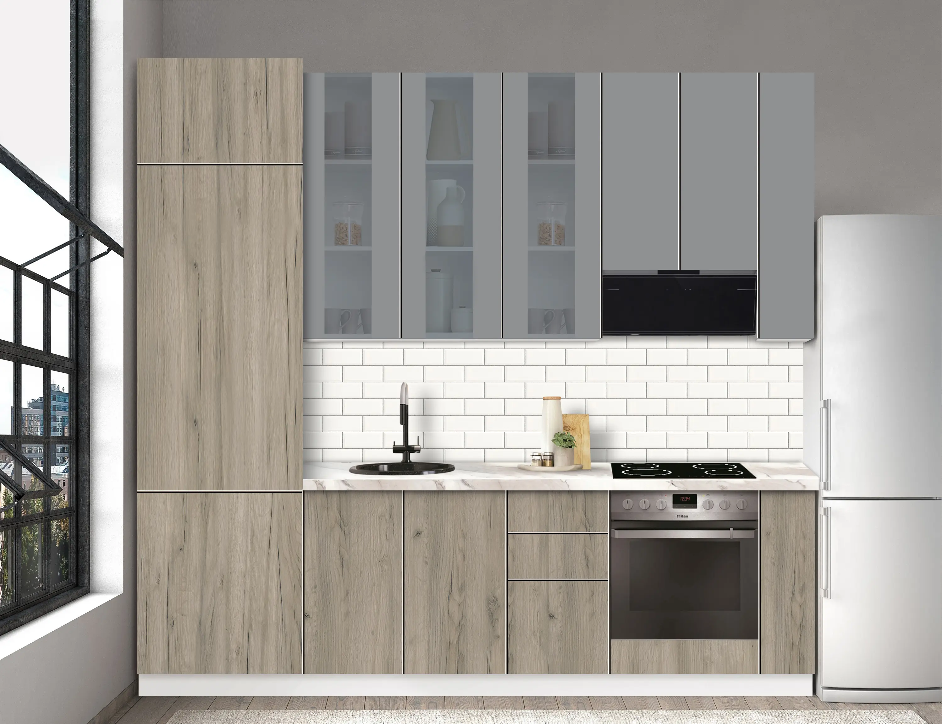 Bucatarie modulara Modern Dolce Vita Vitrina 4 H110 2.6m - 9