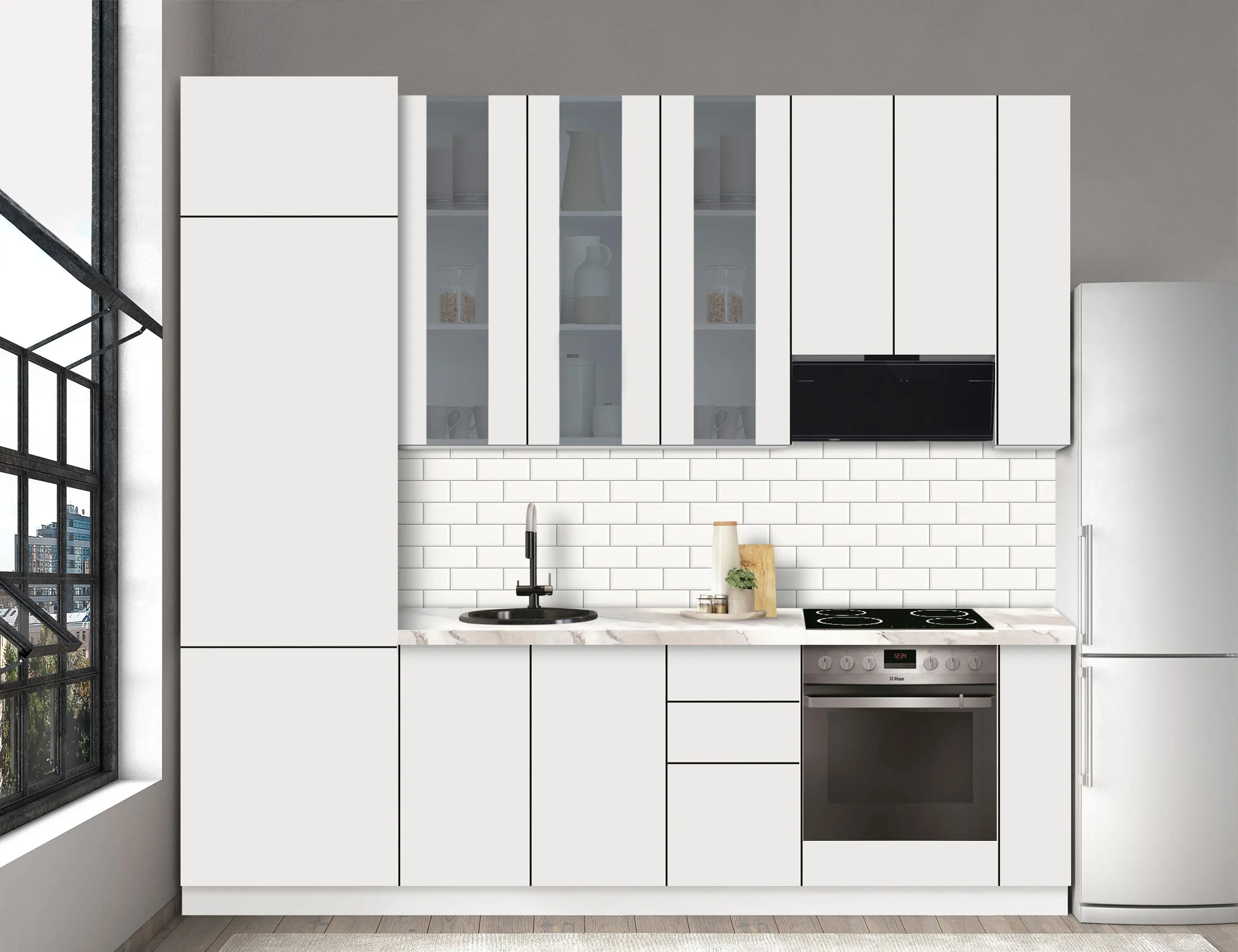 Bucatarie modulara Modern Dolce Vita Vitrina 4 H110 2.6m - 10