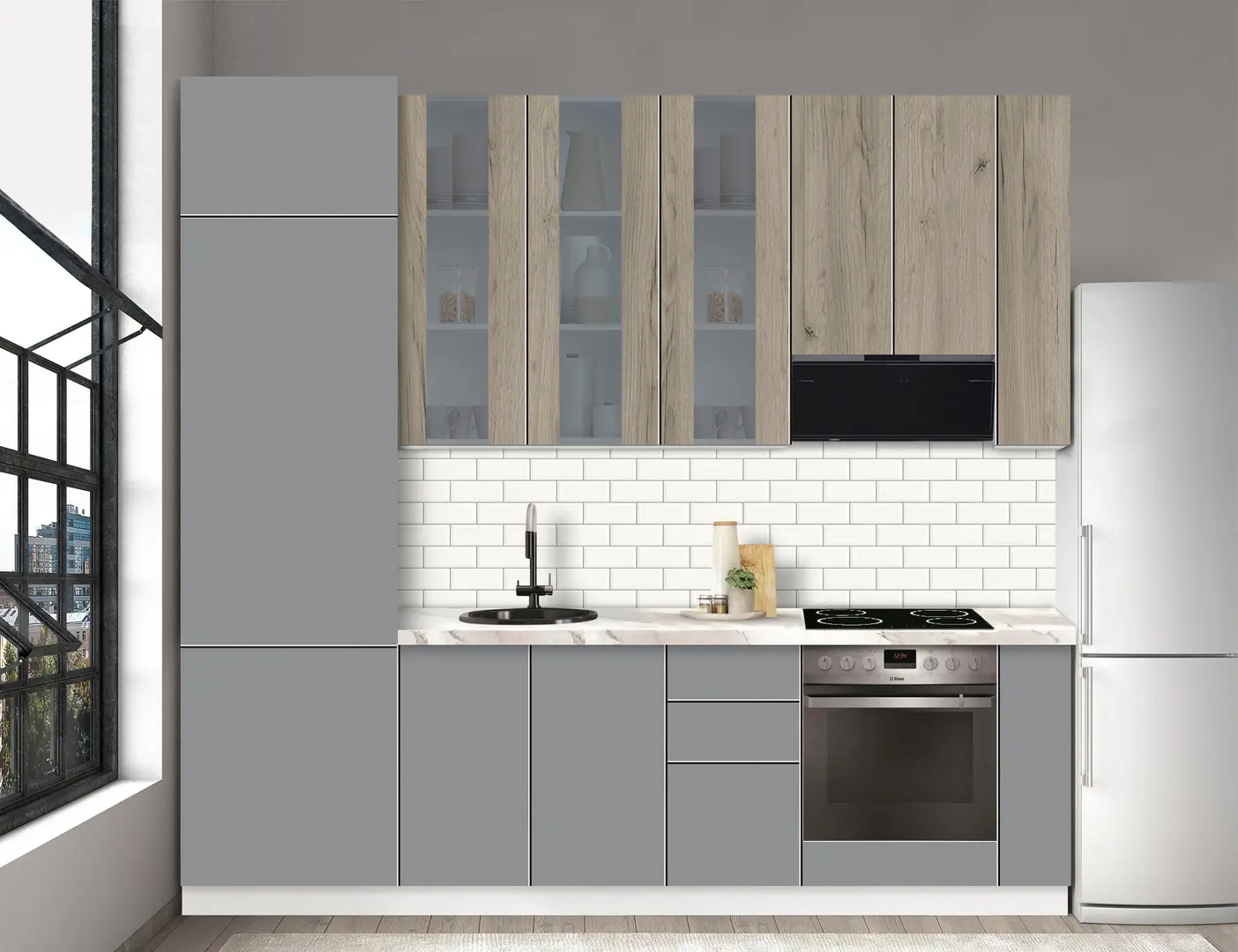 Bucatarie modulara Modern Dolce Vita Vitrina 4 H110 2.6m