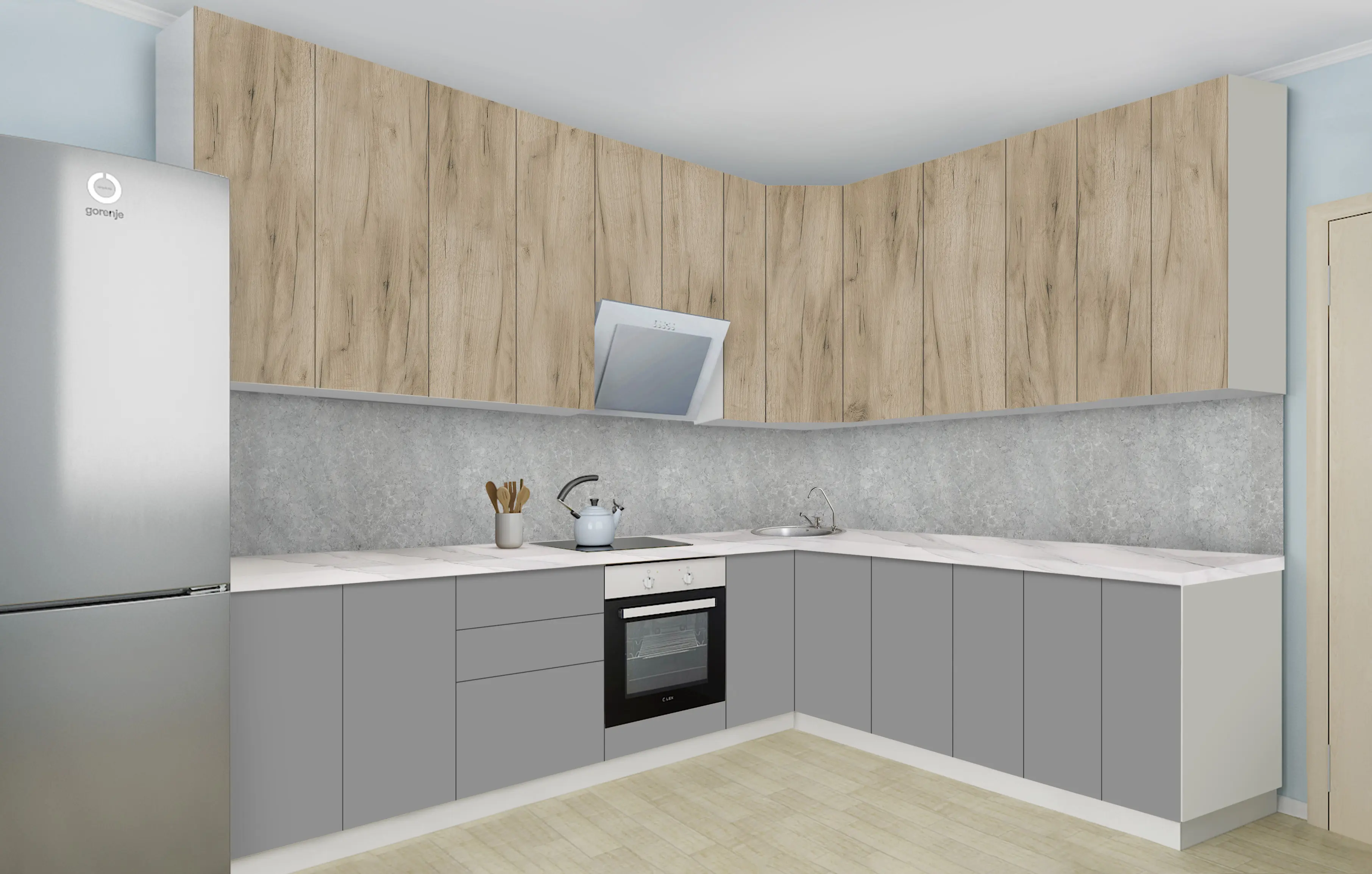 Bucatarie modulara de colt Modern Dolce Vita 1 H110 2.8x2.2m