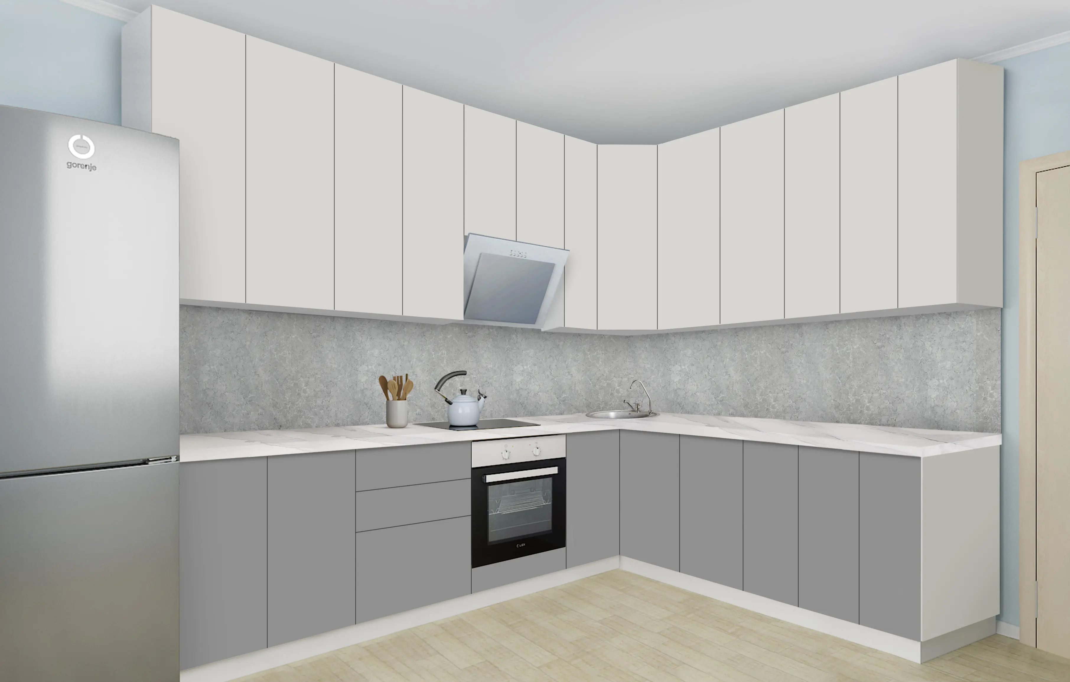 Bucatarie modulara de colt Modern Dolce Vita 1 H110 2.8x2.2m