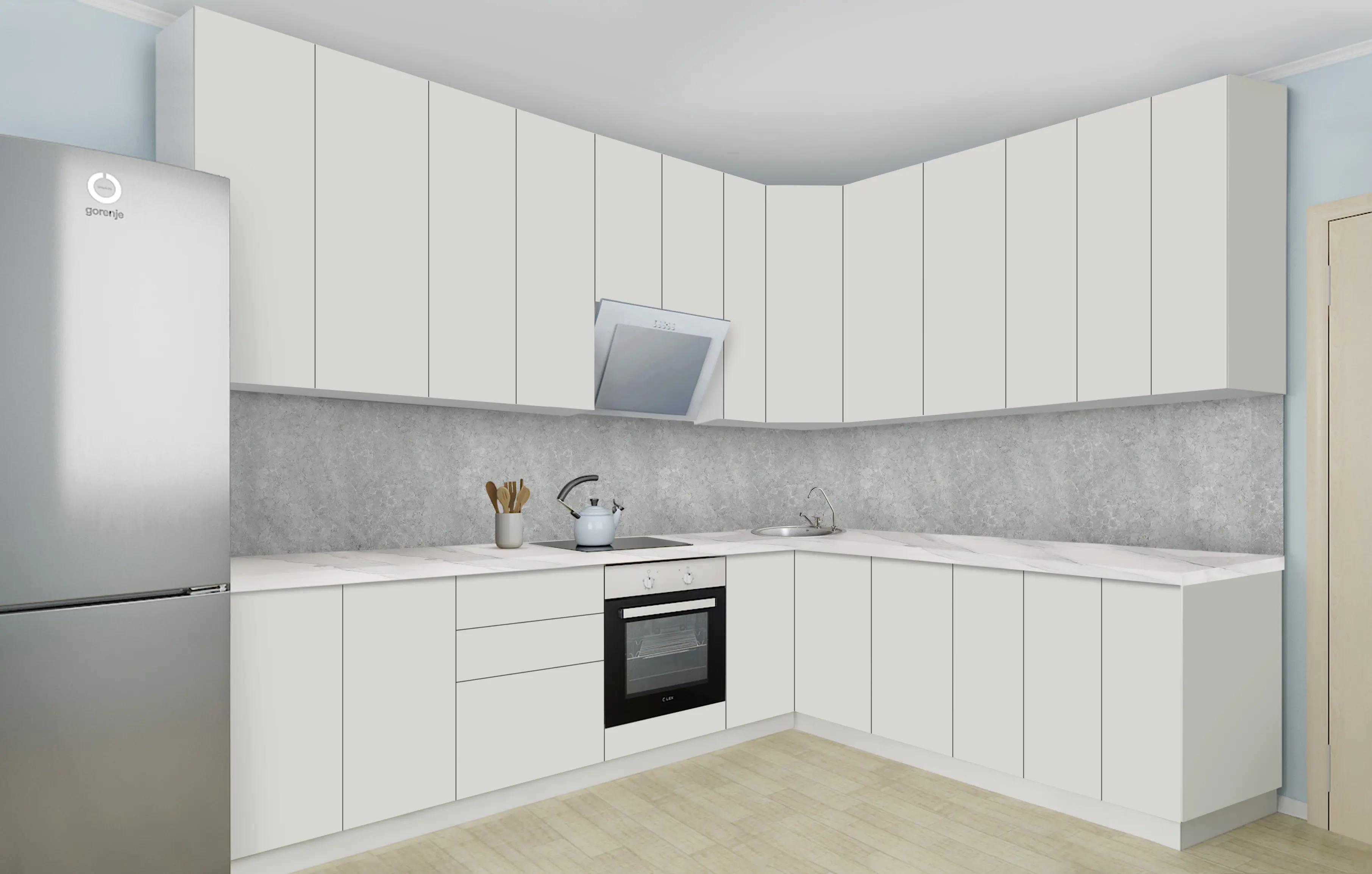 Bucatarie modulara de colt Modern Dolce Vita 1 H110 2.8x2.2m