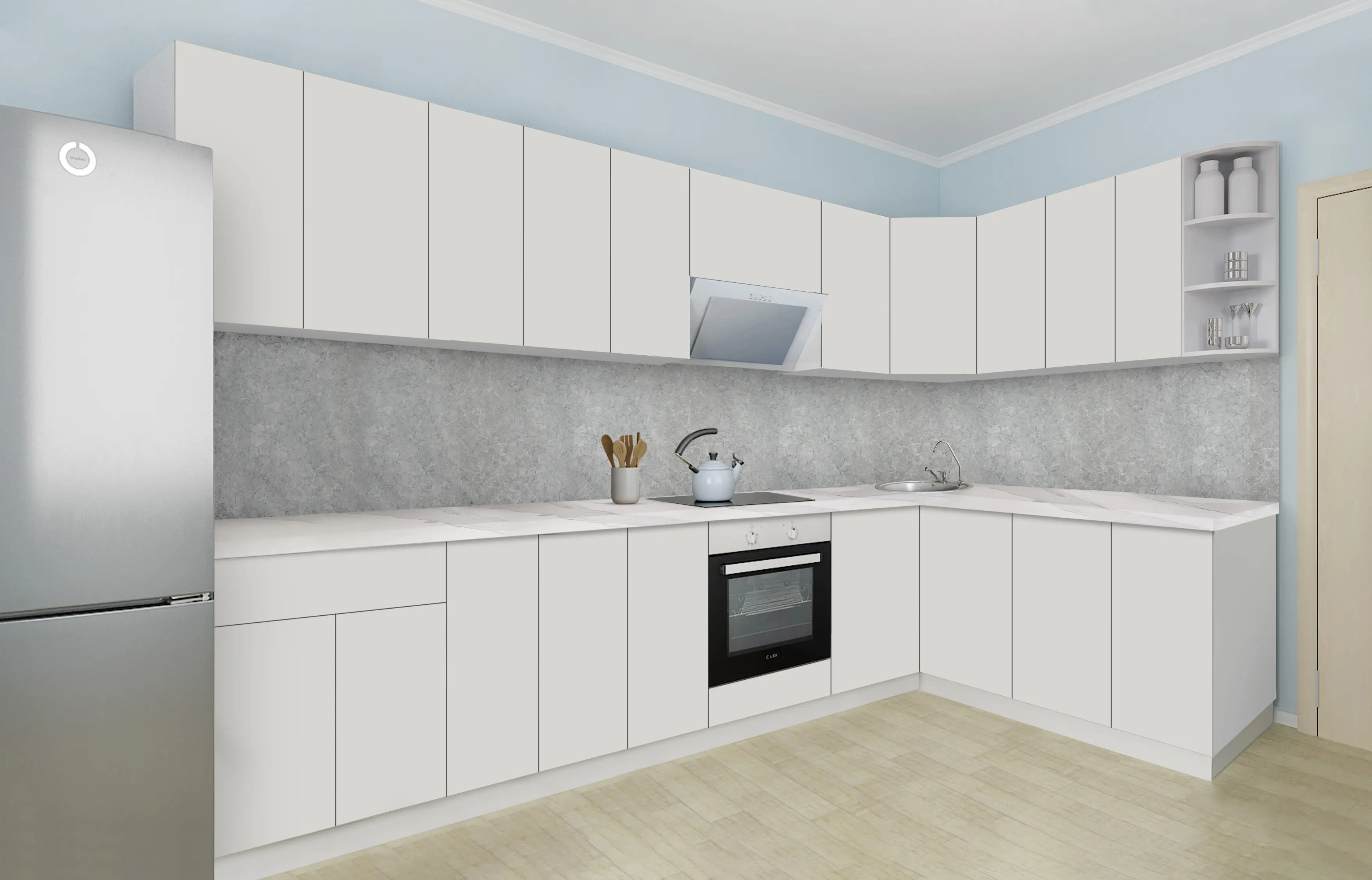 Bucatarie modulara de colt Modern Dolce Vita 1 H68 3.2x1.8m