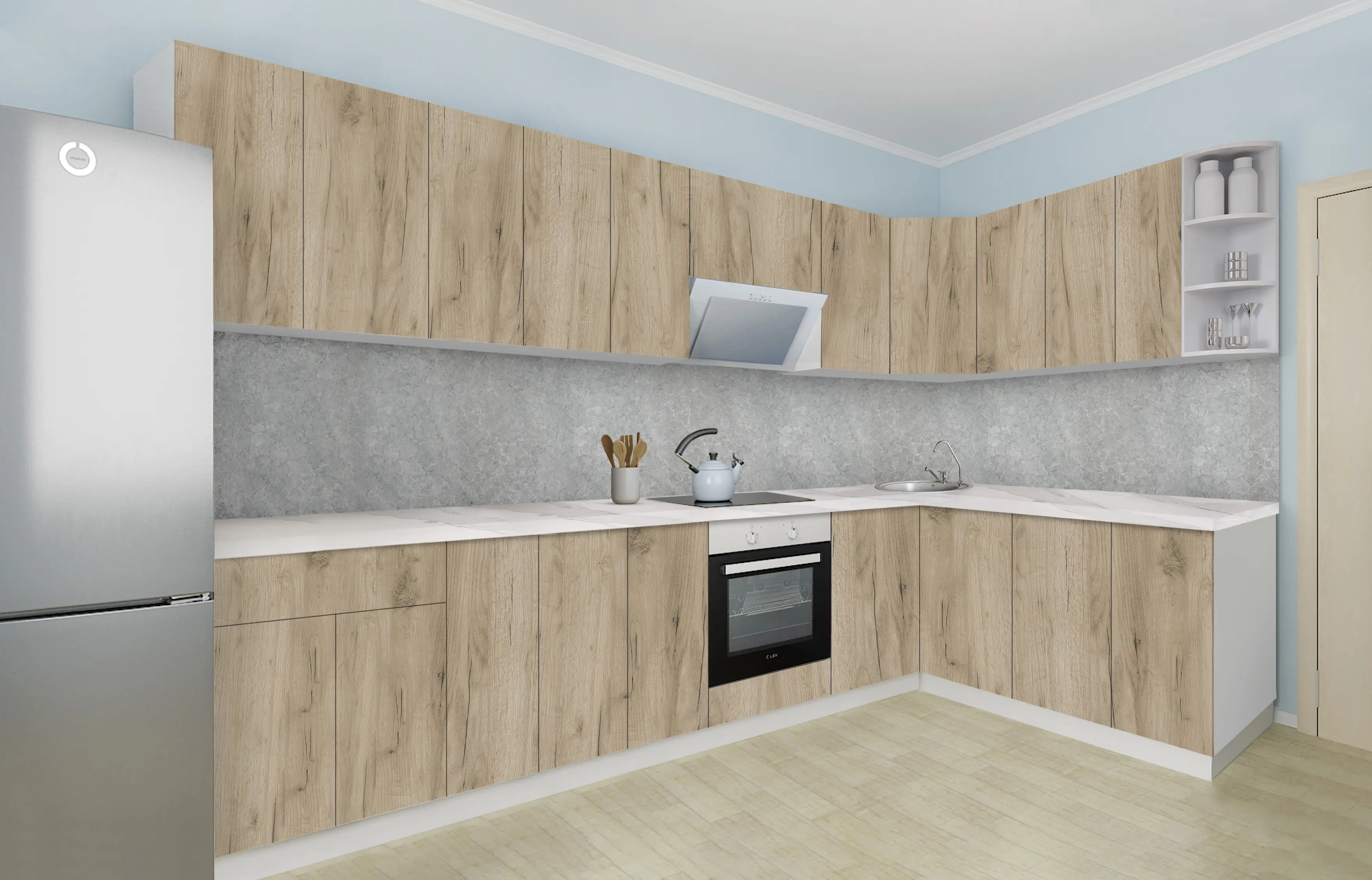 Bucatarie modulara de colt Modern Dolce Vita 1 H68 3.2x1.8m