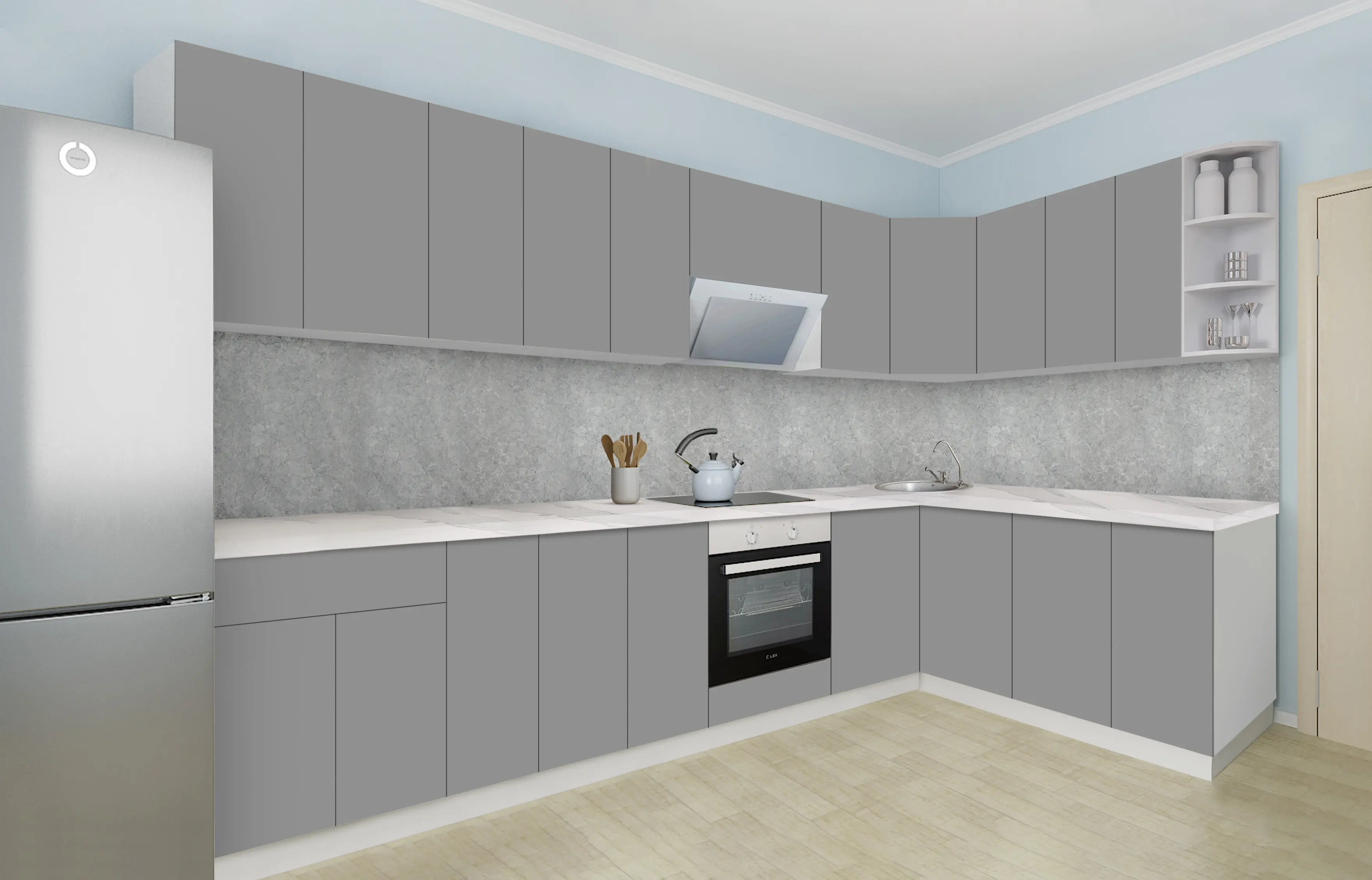 Bucatarie modulara de colt Modern Dolce Vita 1 H68 3.2x1.8m