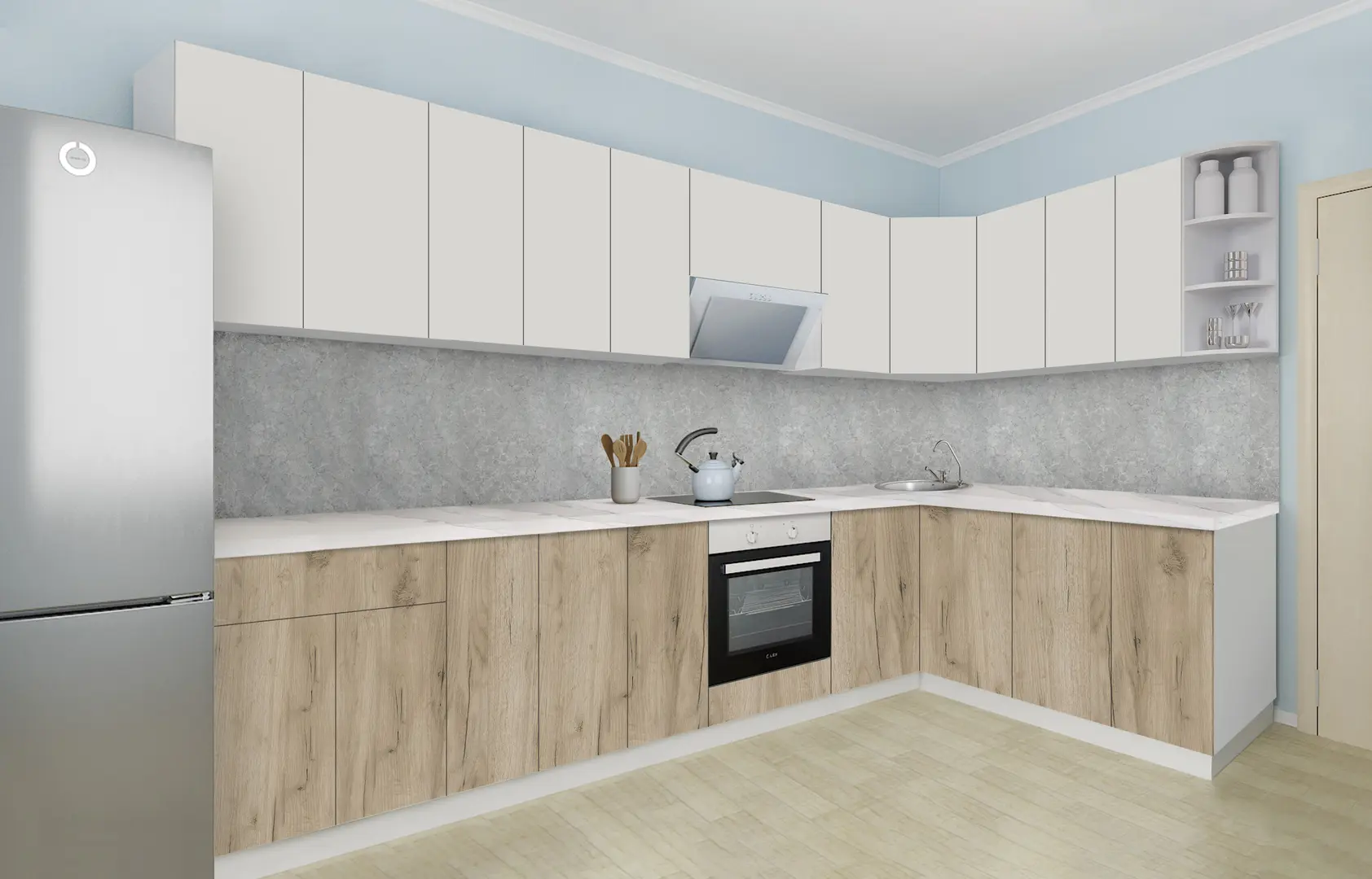 Bucatarie modulara de colt Modern Dolce Vita 1 H68 3.2x1.8m