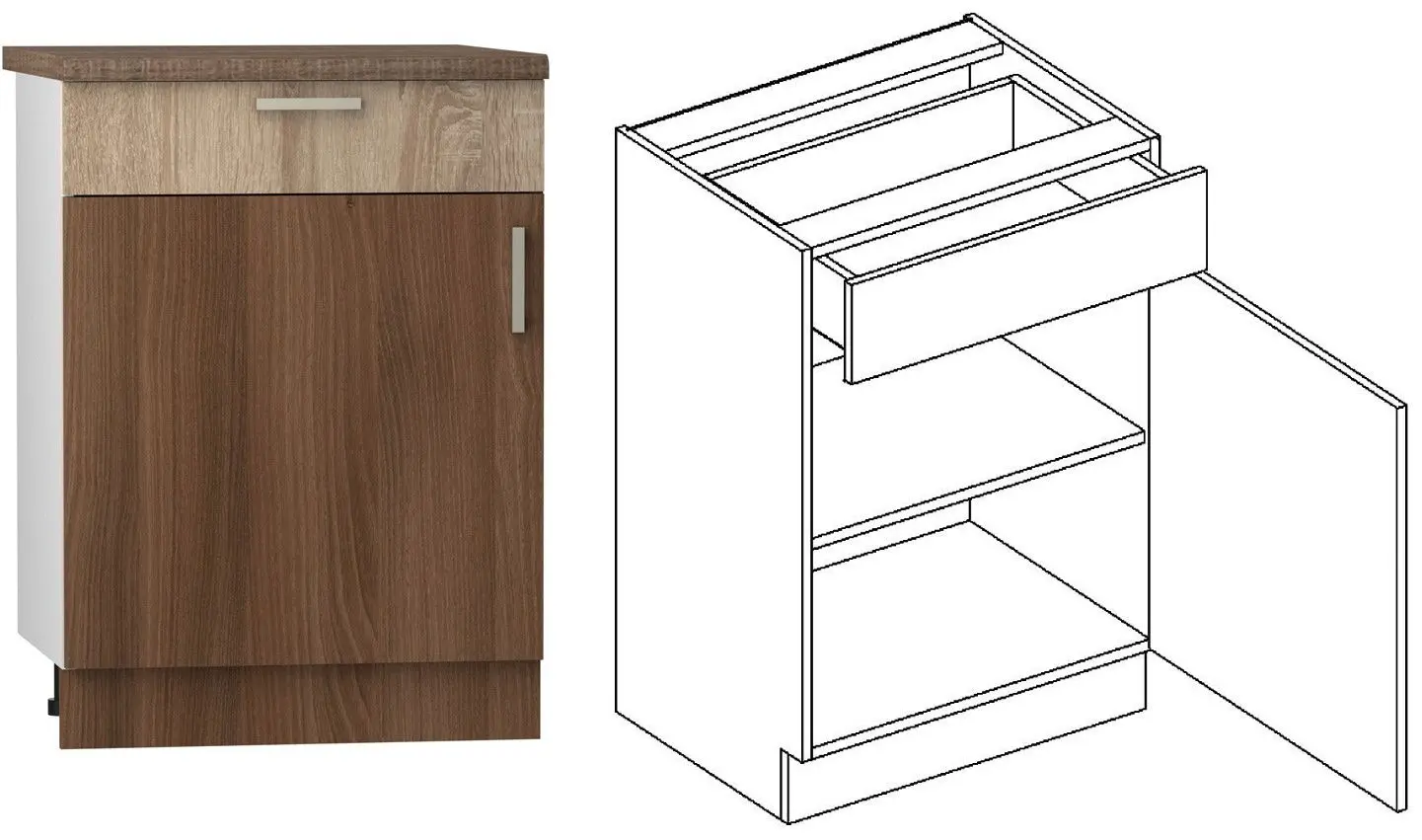Bucatarie Stolkar Basic Line Blanka 1.8/2.4m (Sonoma Oak/Cinnamon Acacia) - 4