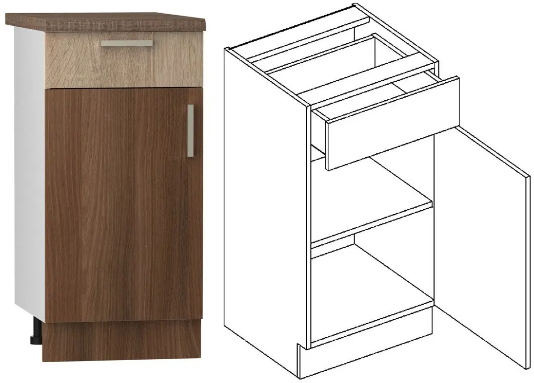 Bucatarie Stolkar Basic Line Blanka 1.8/2.4m (Sonoma Oak/Cinnamon Acacia) - 3