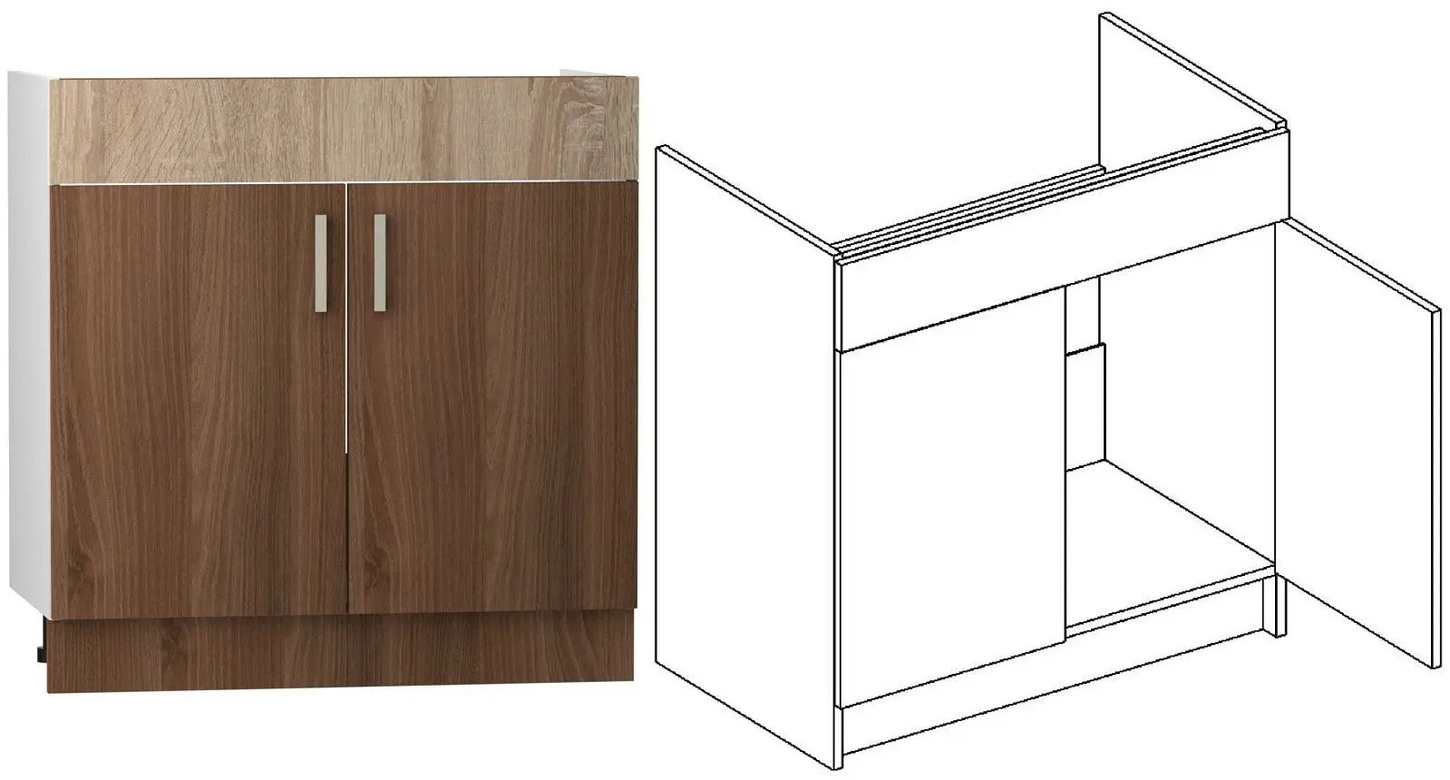 Bucatarie Stolkar Basic Line Blanka 2.0m (Sonoma Oak/Cinnamon Acacia) - 8