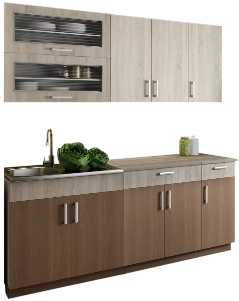 Bucatarie Stolkar Basic Line Blanka 2.0m (Sonoma Oak/Cinnamon Acacia)