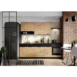 Bucatarie Stolkar Basic Line Elena 2.4m (Artisan Oak/Black)