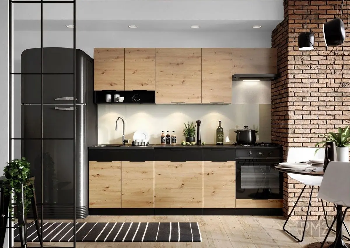 Bucatarie Stolkar Basic Line Elena 2.4m (Artisan Oak/Black)