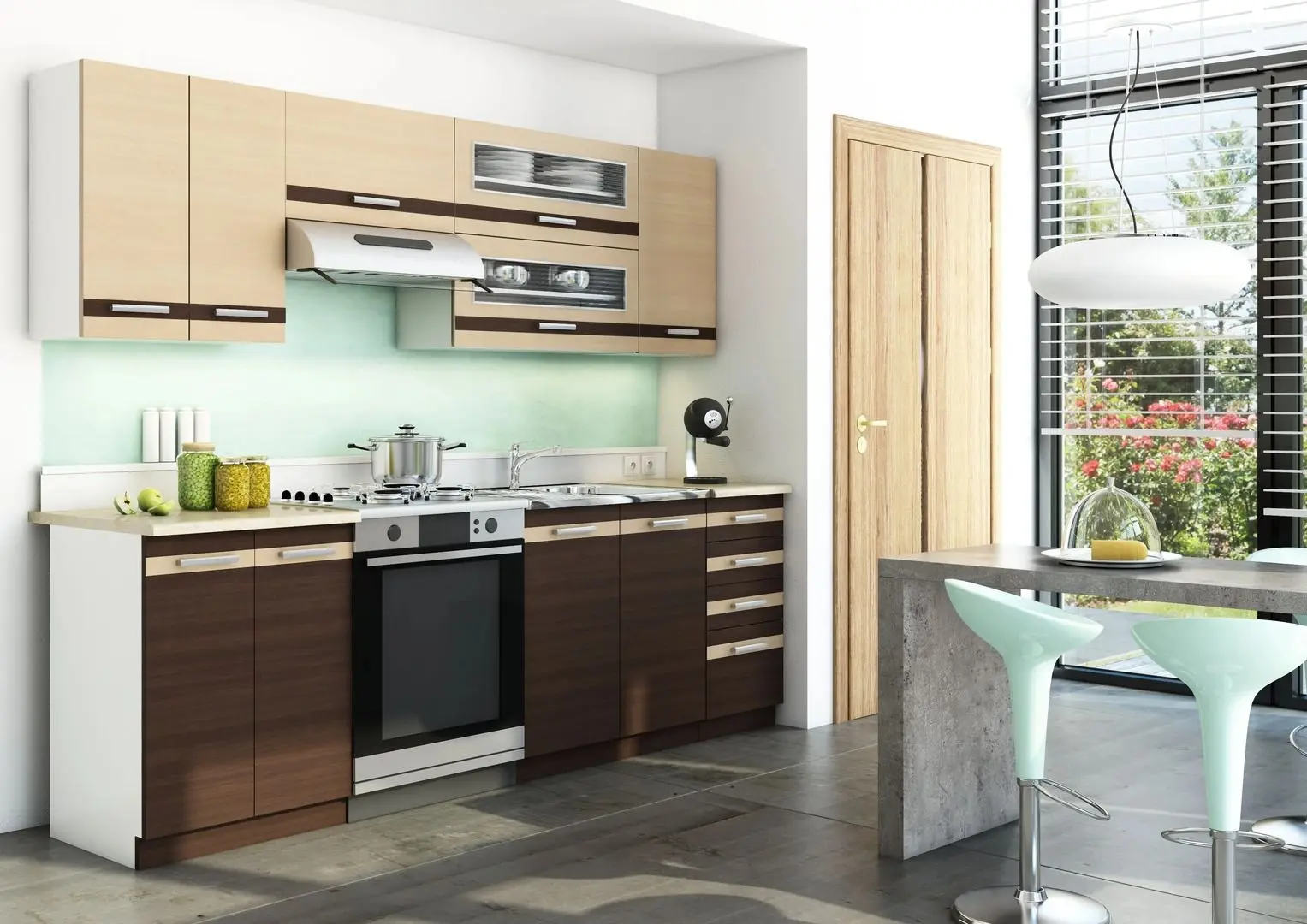 Кухня Stolkar Basic Line Lungo & Macchiato 1.8/2.4m (Milk Oak/Wenge Chestnut)