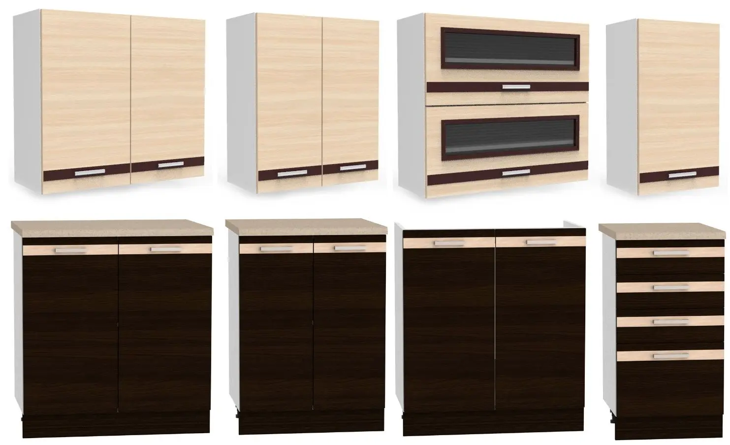 Bucatarie Stolkar Basic Line Lungo & Macchiato 2.6m (Milk Oak/Wenge Chestnut)