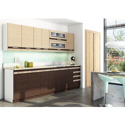 Bucatarie Stolkar Basic Line Lungo & Macchiato 2.6m (Milk Oak/Wenge Chestnut)