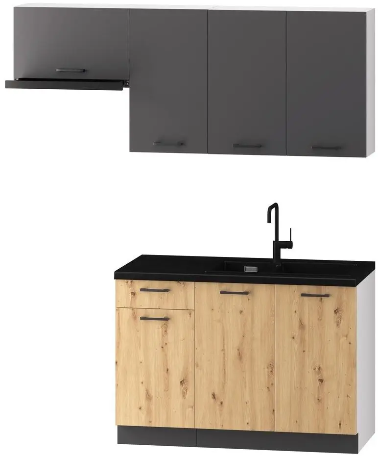 Bucatarie Stolkar Classic Line Clara 1.2/1.8m (Artisan Oak/Graphite)