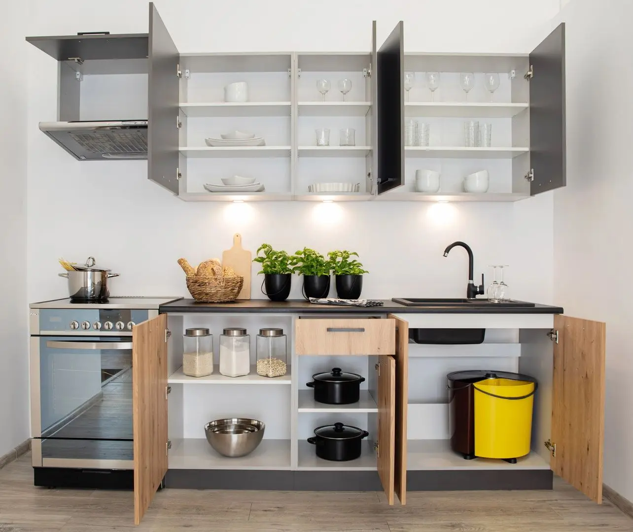 Bucatarie Stolkar Classic Line Clara 1.8/2.4m (Artisan Oak/Graphite)