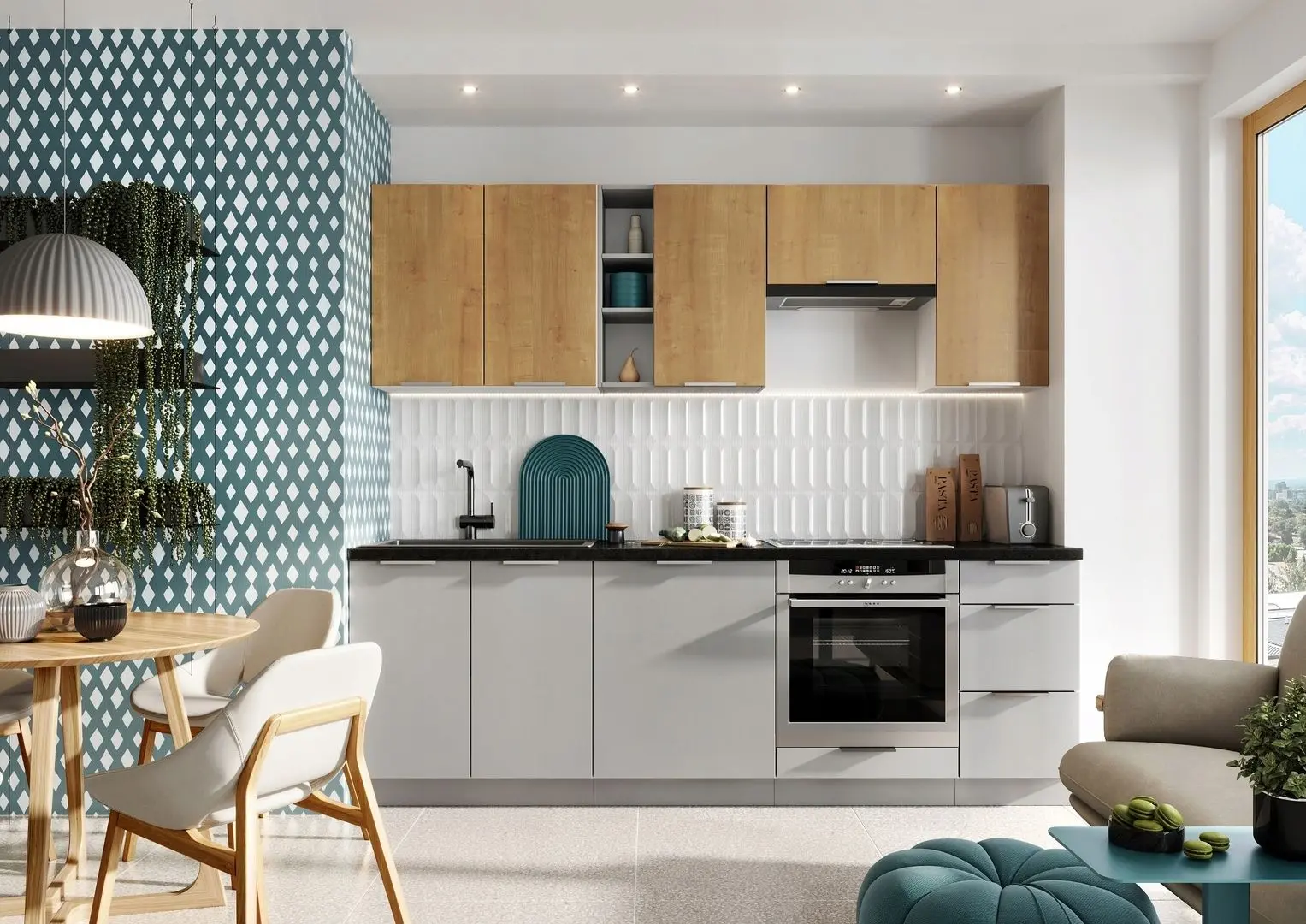 Кухня Stolkar Classic Line Emma 2.4m (Burlington Oak/Platinum Gray)