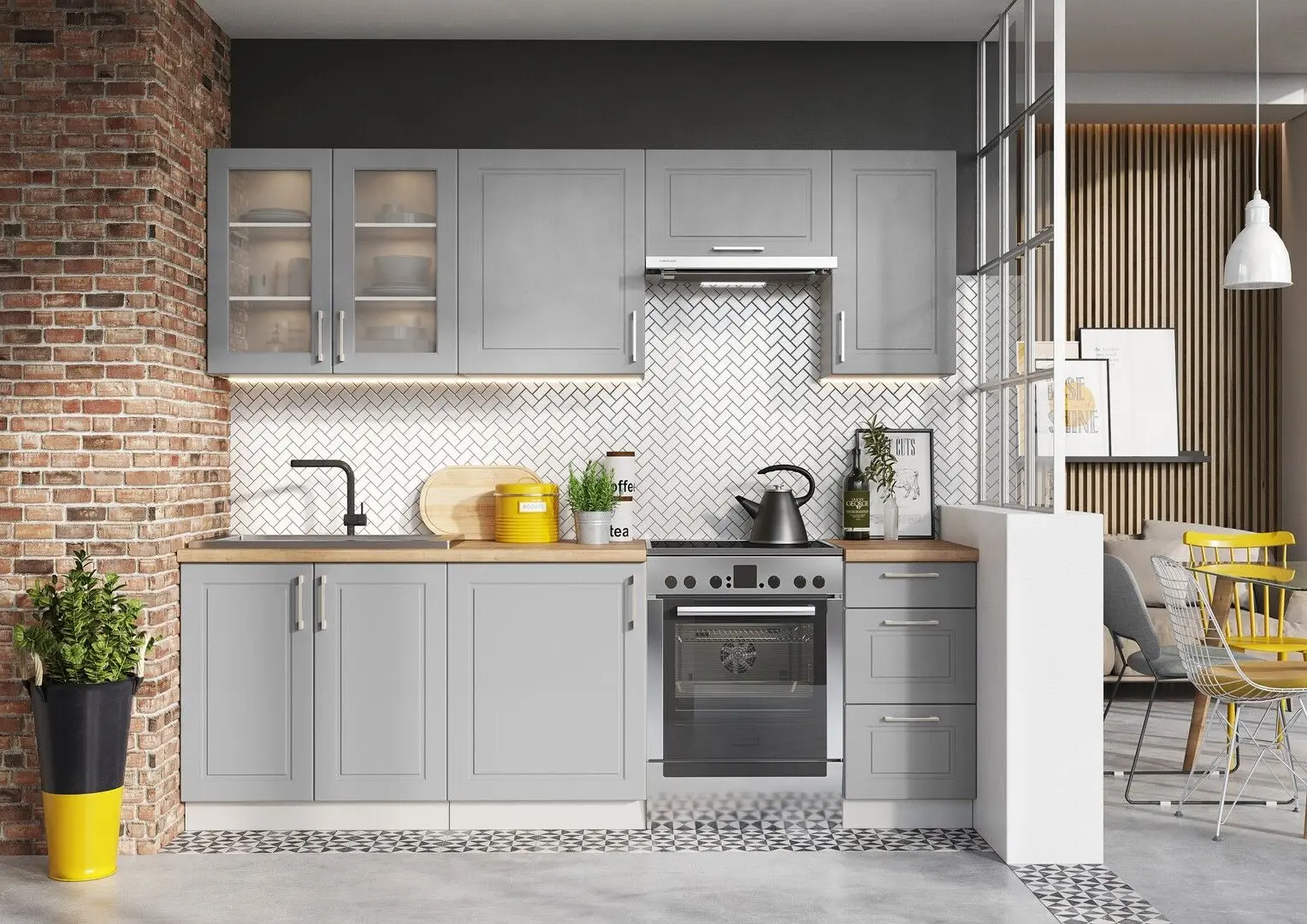 Bucatarie Stolkar Classic Line Natalia 1.8/2.4m (Grey Light Matt)