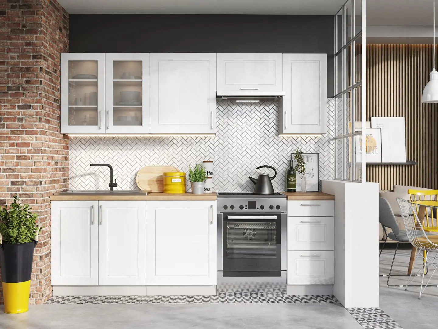 Bucatarie Stolkar Classic Line Natalia 1.8/2.4m (White Gloss)