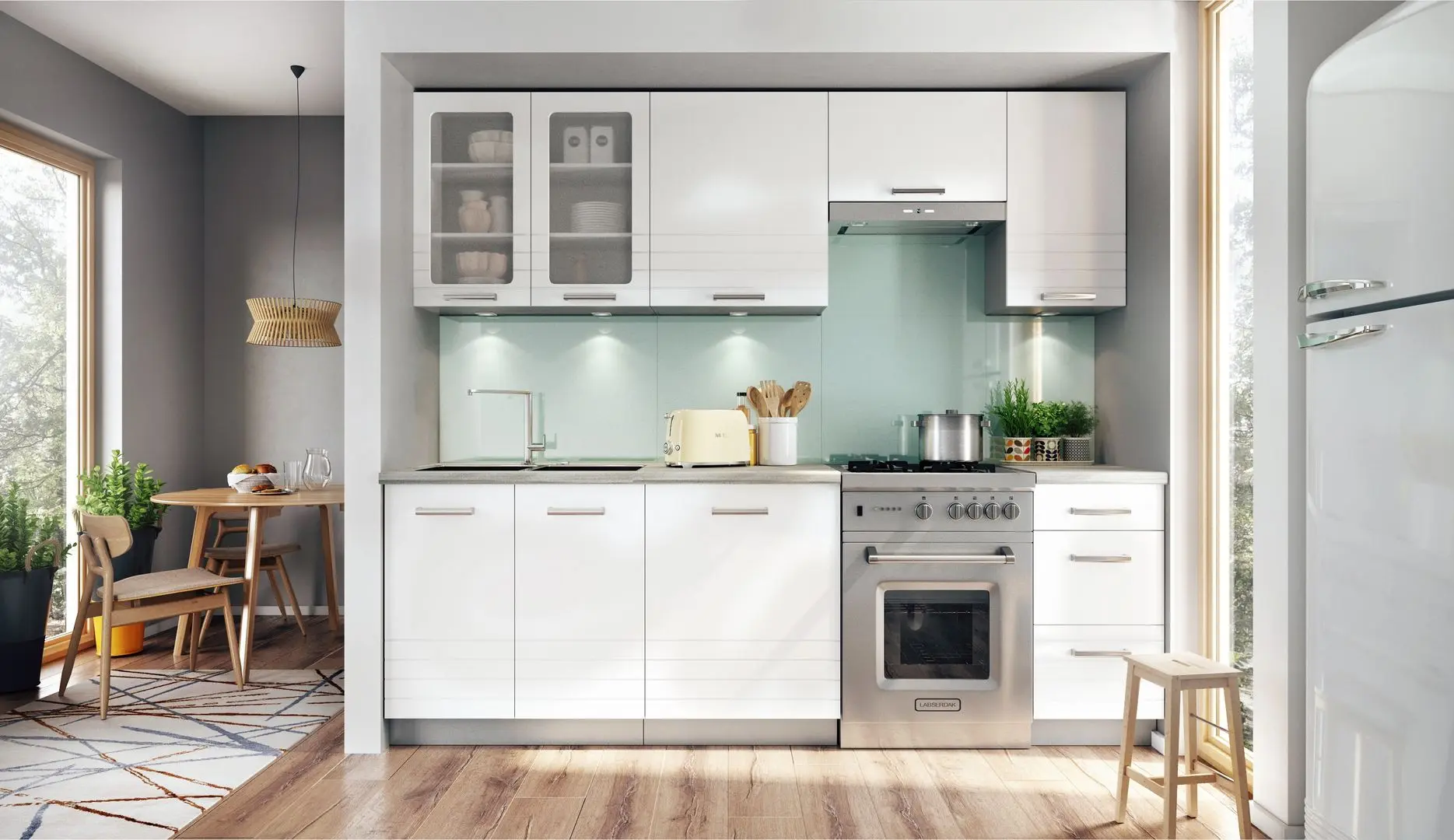 Bucatarie Stolkar Classic Line Paula 1.8/2.4m (White Matt)