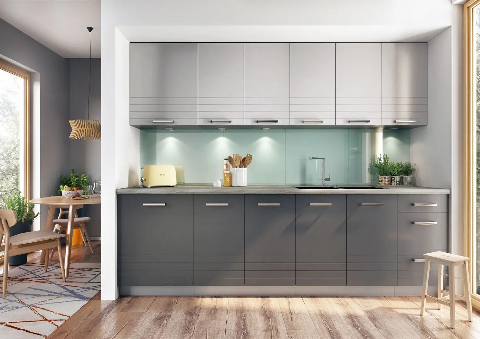 Bucatarie Stolkar Classic Line Paula SU 2.6m (Gray Matt/Mocha Gray Matt)