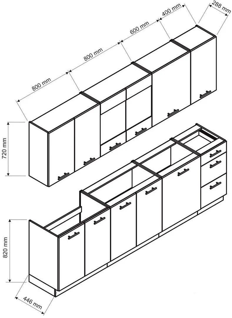 Bucatarie Stolkar Classic Line Vita 2.6m (White Gloss) - 2