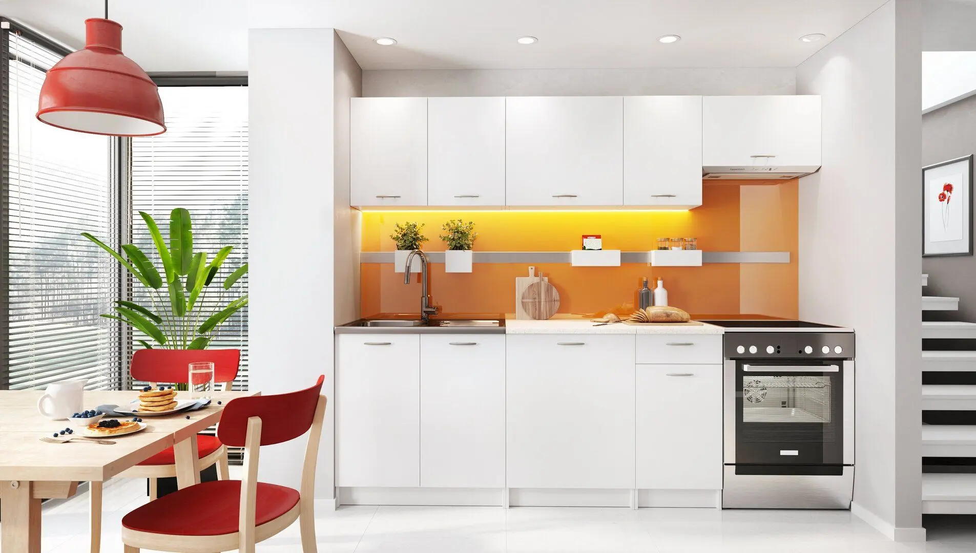 Bucatarie Stolkar Eco Line Mela 1.8/2.4m (White Matt)