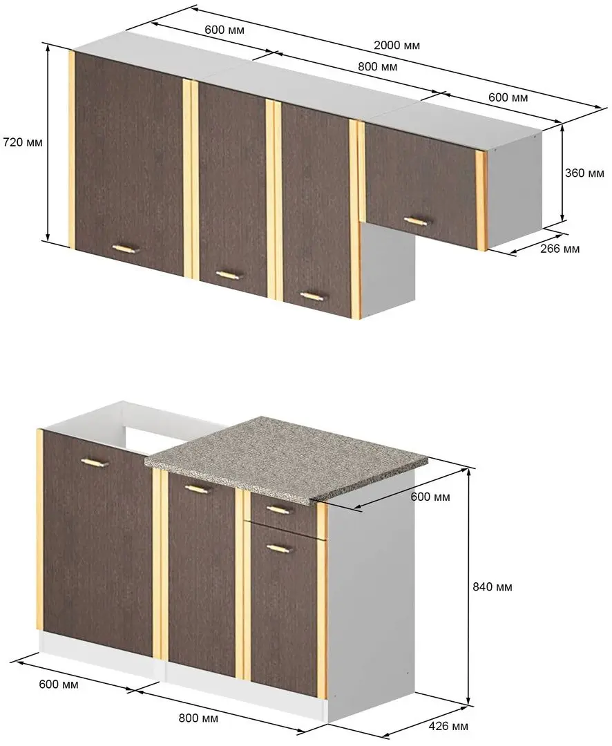 Bucatarie Stolline Blanka СТЛ.094.00 2.0m (White/Wenge)