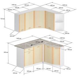 Кухня Stolline Бланка СТЛ.122.00 1.4x1.37м Белый/Венге (правый) Thumb