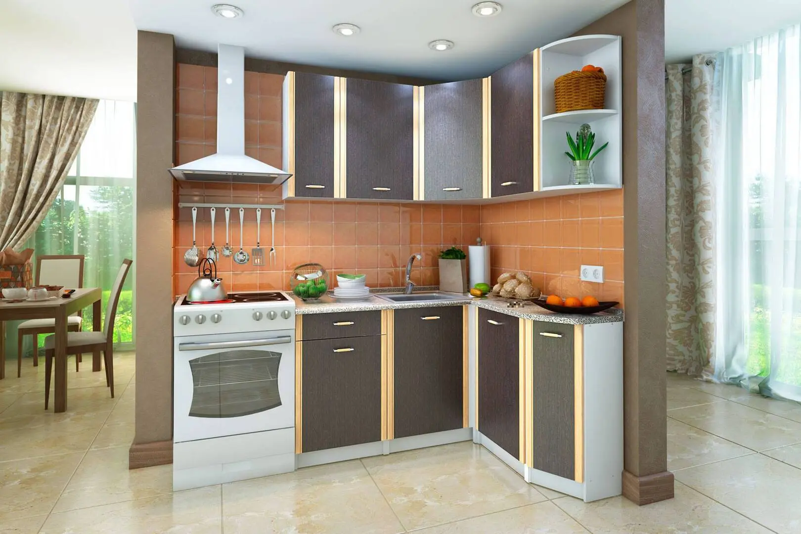 Кухня Stolline Бланка СТЛ.122.00 1.4x1.37м Белый/Венге (правый)