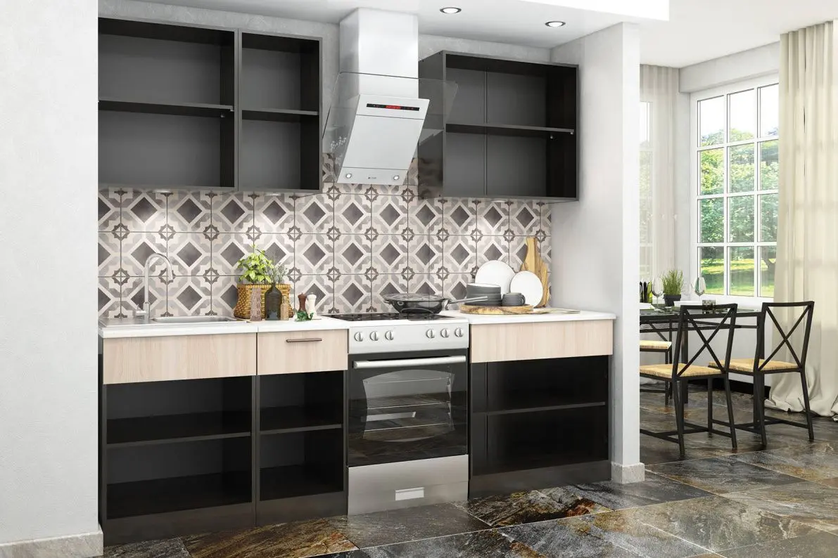 Bucatarie modulara Stolline Duet СТЛ.316.00 1.8m (Ferrara Oak/Ash Shimo Light)