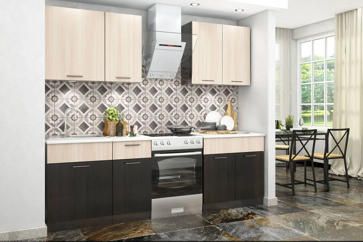 Bucatarie modulara Stolline Duet СТЛ.316.00 1.8m (Ferrara Oak/Ash Shimo Light)