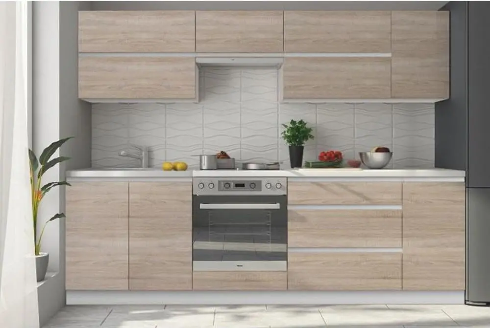 Bucatarie Tempo Kondela Line 2.6m (Sonoma Oak/White) - 2