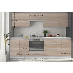 Bucatarie Tempo Kondela Line 2.6m (Sonoma Oak/White) Thumb