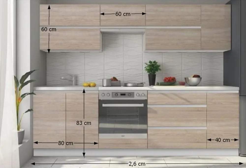 Bucatarie Tempo Kondela Line 2.6m (Sonoma Oak/White) - 3